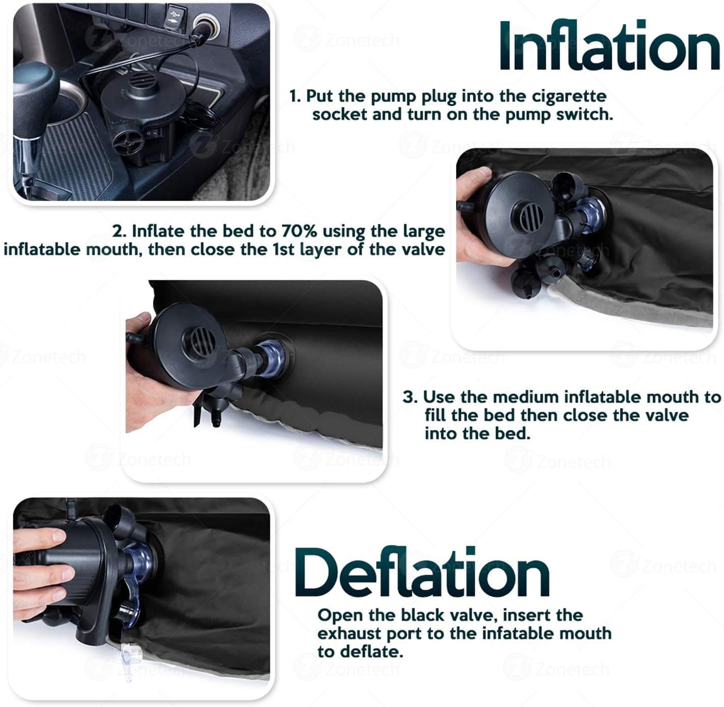 Onirii Inflatable Car Air Mattress with Pump and Accessories