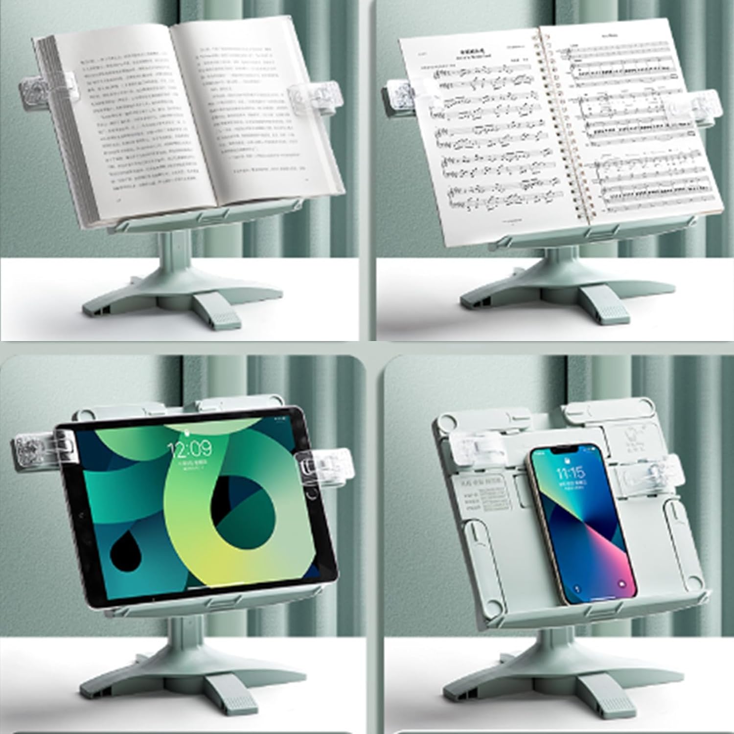 Folding Book Stand for Reading Textbook with Adjustable Height and Angles 1