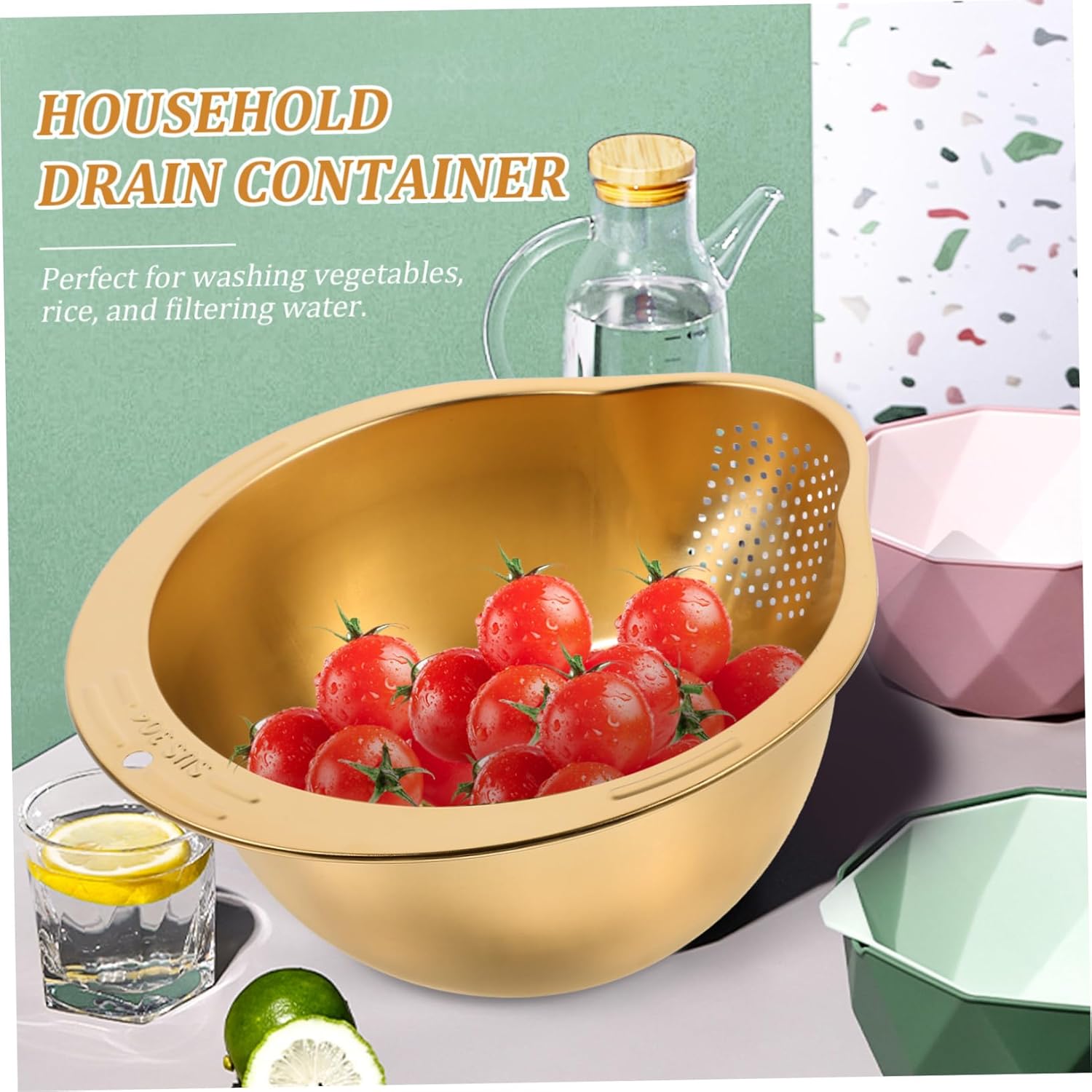 ABOOFAN Stainless Steel Colander with Drain Board