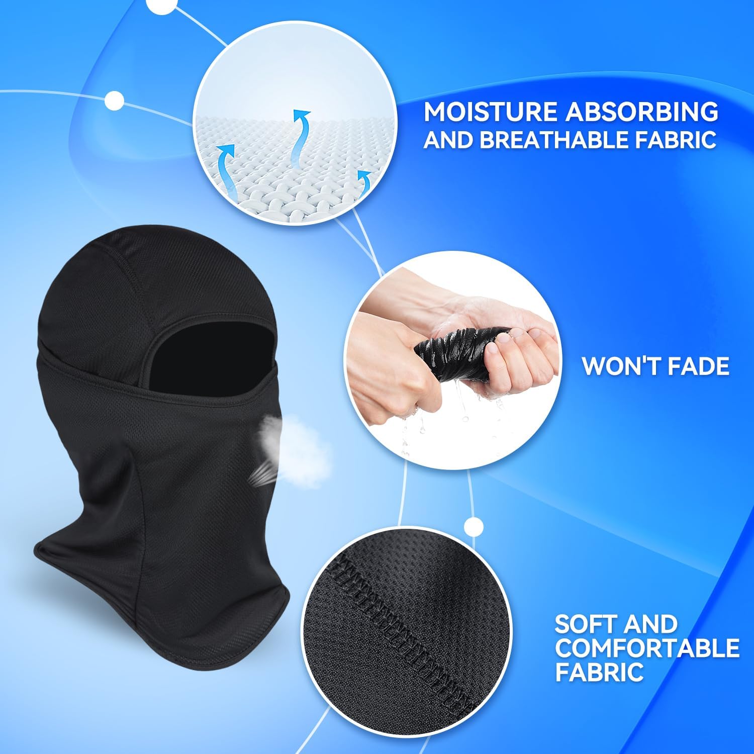 KOOLSOLY 3 Piece Balaclava Ski Mask for Men Women UV Protection Windproof