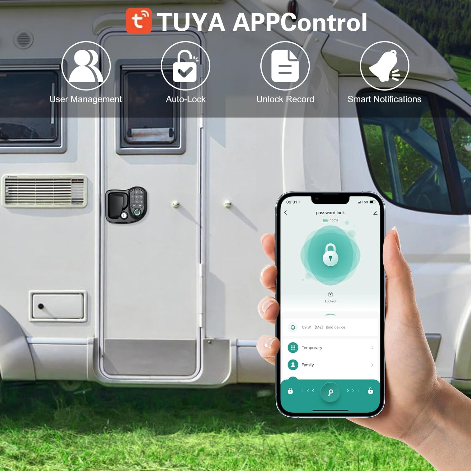 Vovoir Keyless RV Door Lock with Fingerprint and APP Control