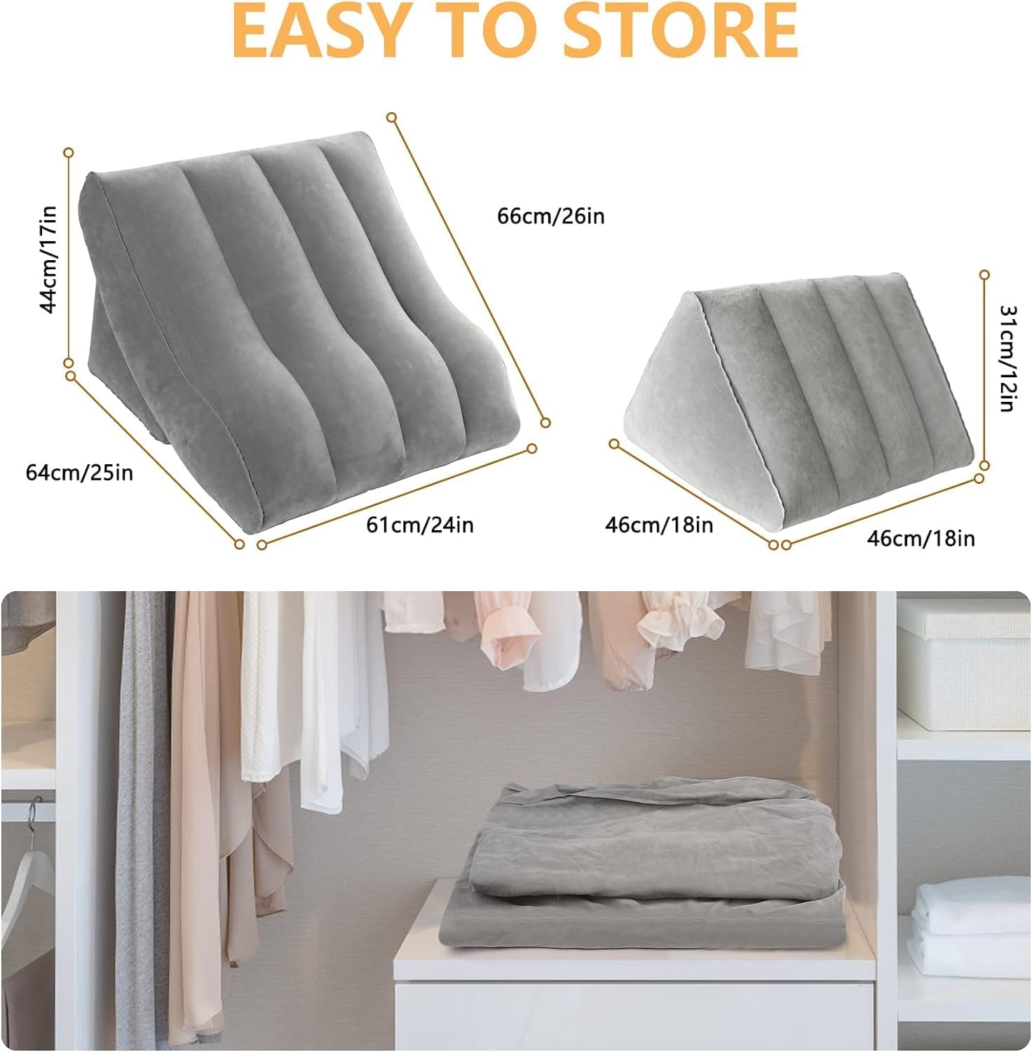 EKEPE Inflatable Wedge Pillow Set for Sleep and Travel