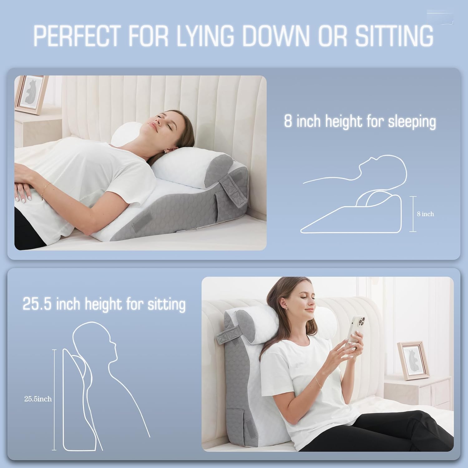 Foamalusion 2PCS Adjustable Memory Foam Wedge Pillow 1