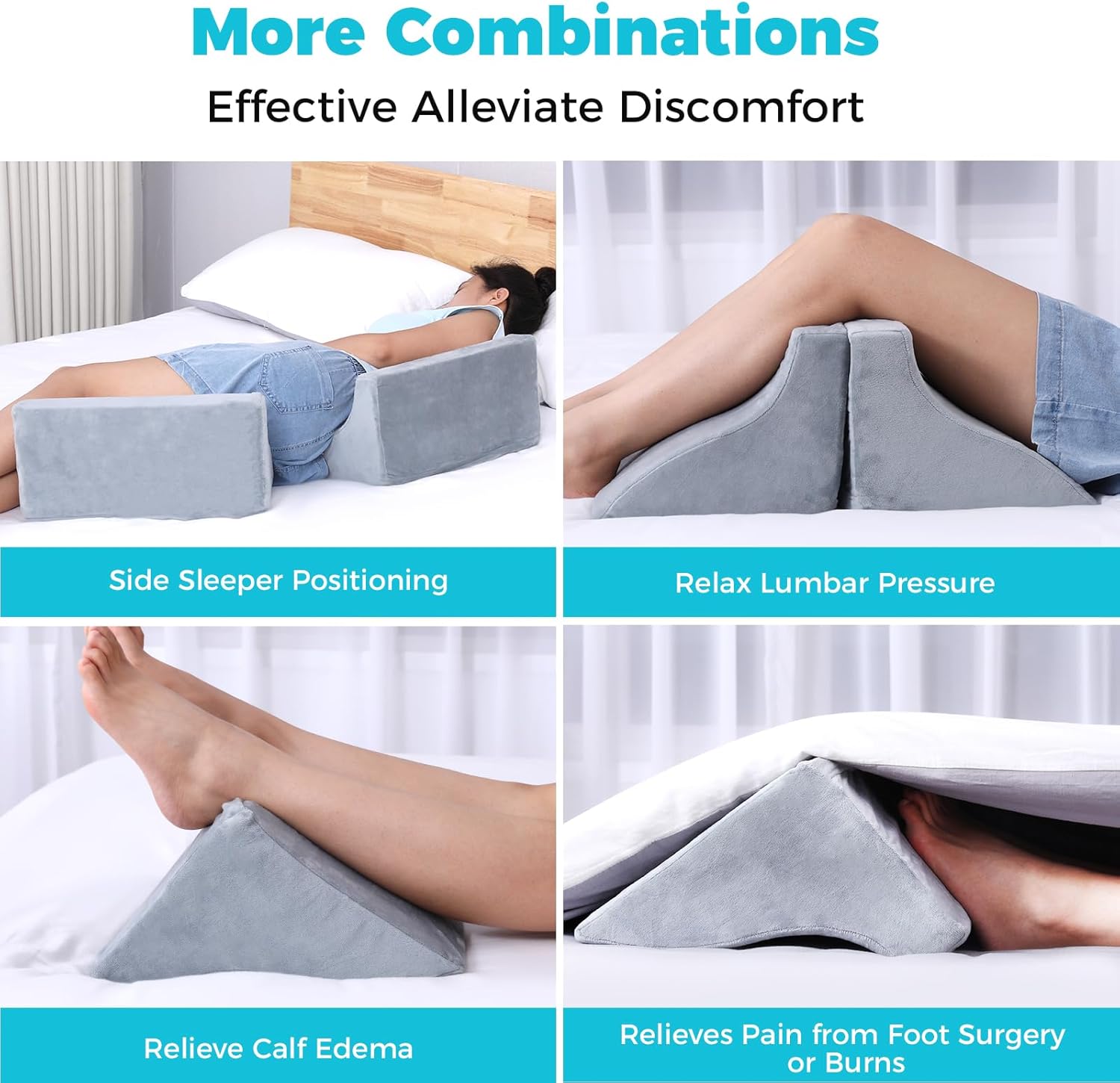 2 Pack Small Wedge Pillow for Sleeping and Back Pain Relief