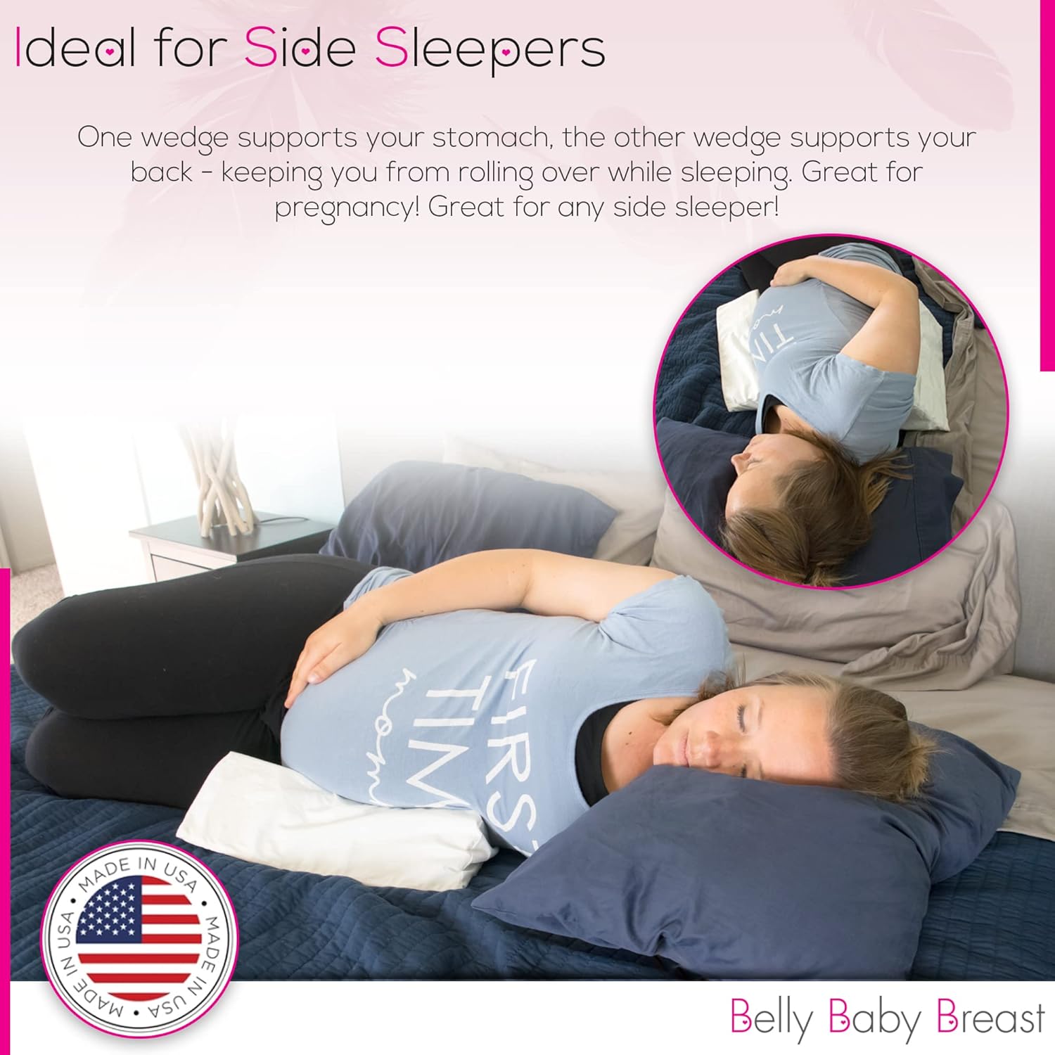 Belly Baby Breast Pillow Set of 2 for Pregnancy and Side Sleep