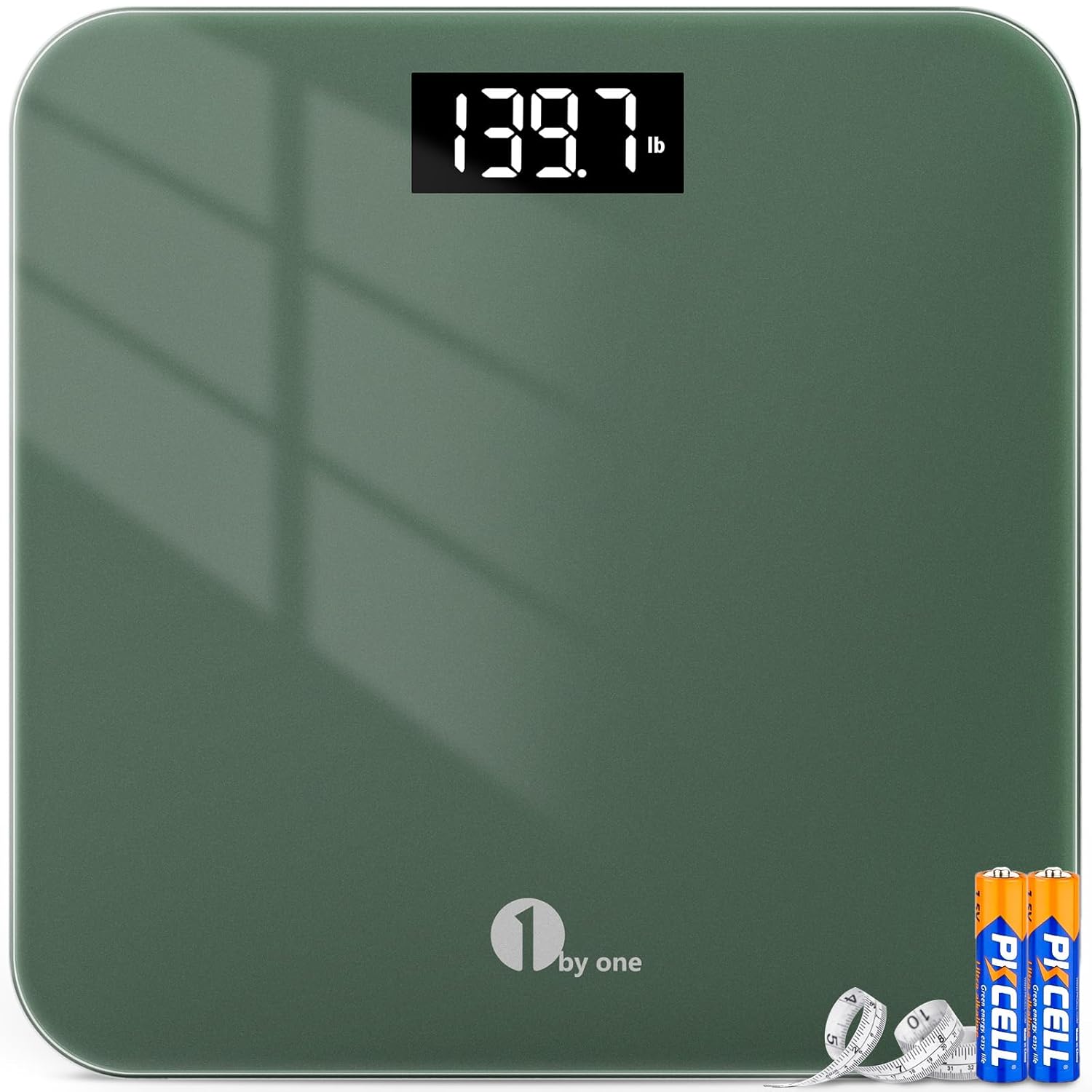 1byone Digital Bath Scale with LED Display 400lbs Midnight Green