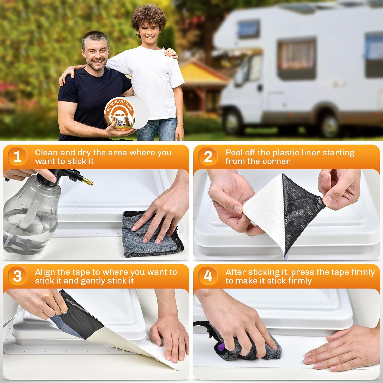 WELLUCK RV Roof Sealant Tape 6x50ft Natural White