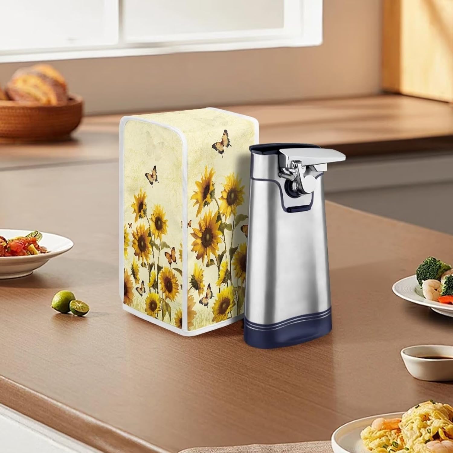 TODIYADDU Yellow Sunflower Can Opener Cover for Women