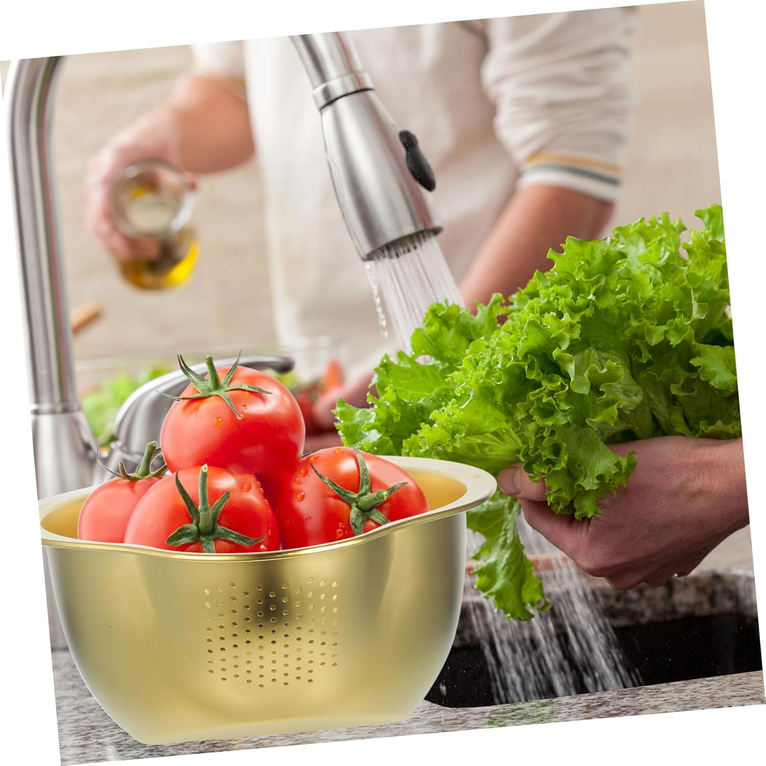 Hoement Stainless Steel Colander with Fine Mesh Drain Basket for Kitchen Use