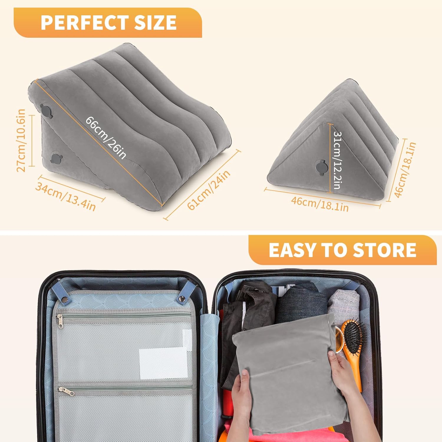 USHMA Inflatable Wedge Pillow Set - Travel Pain Relief
