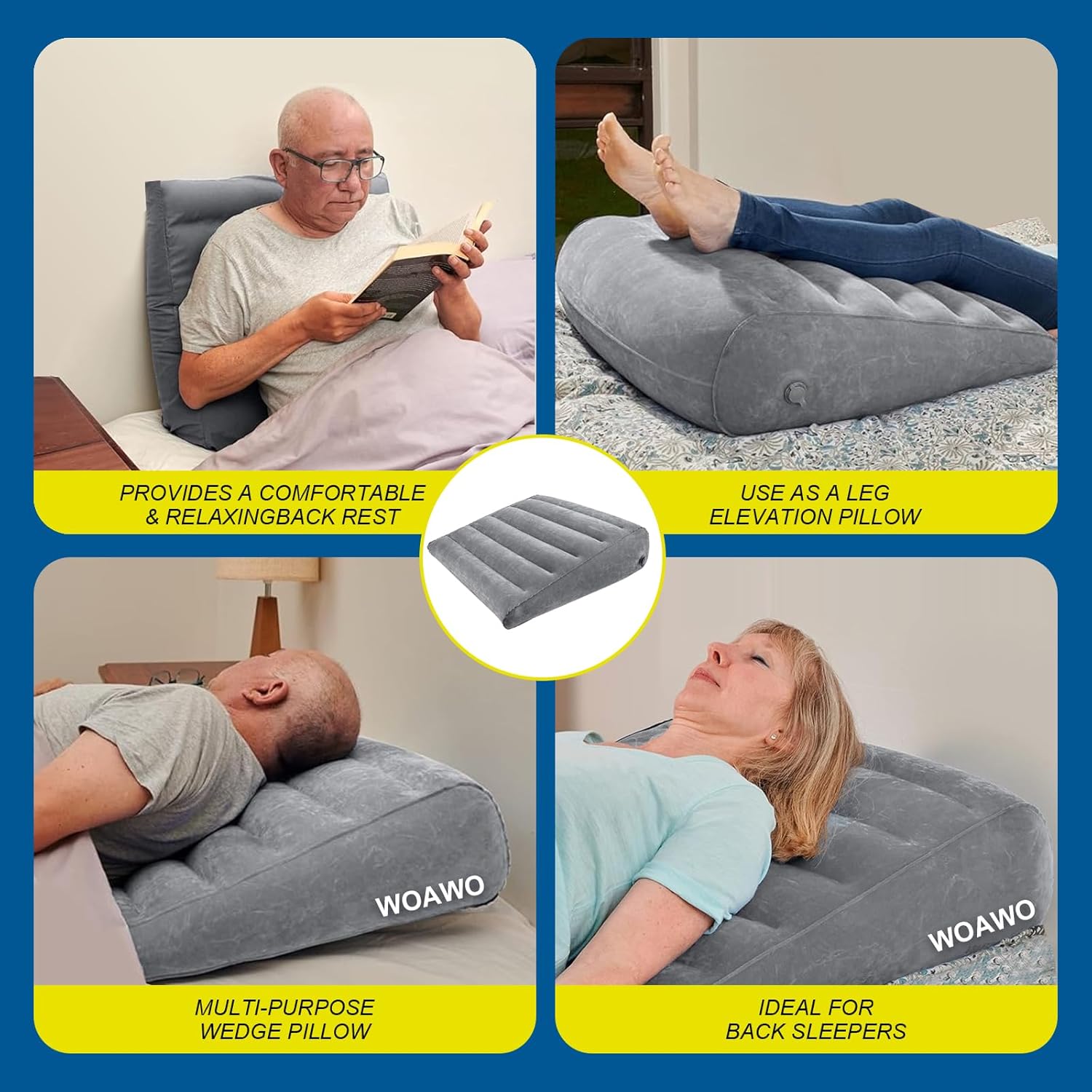 WOAWO Inflatable Wedge Pillow -Portable Travel Under Knee Support