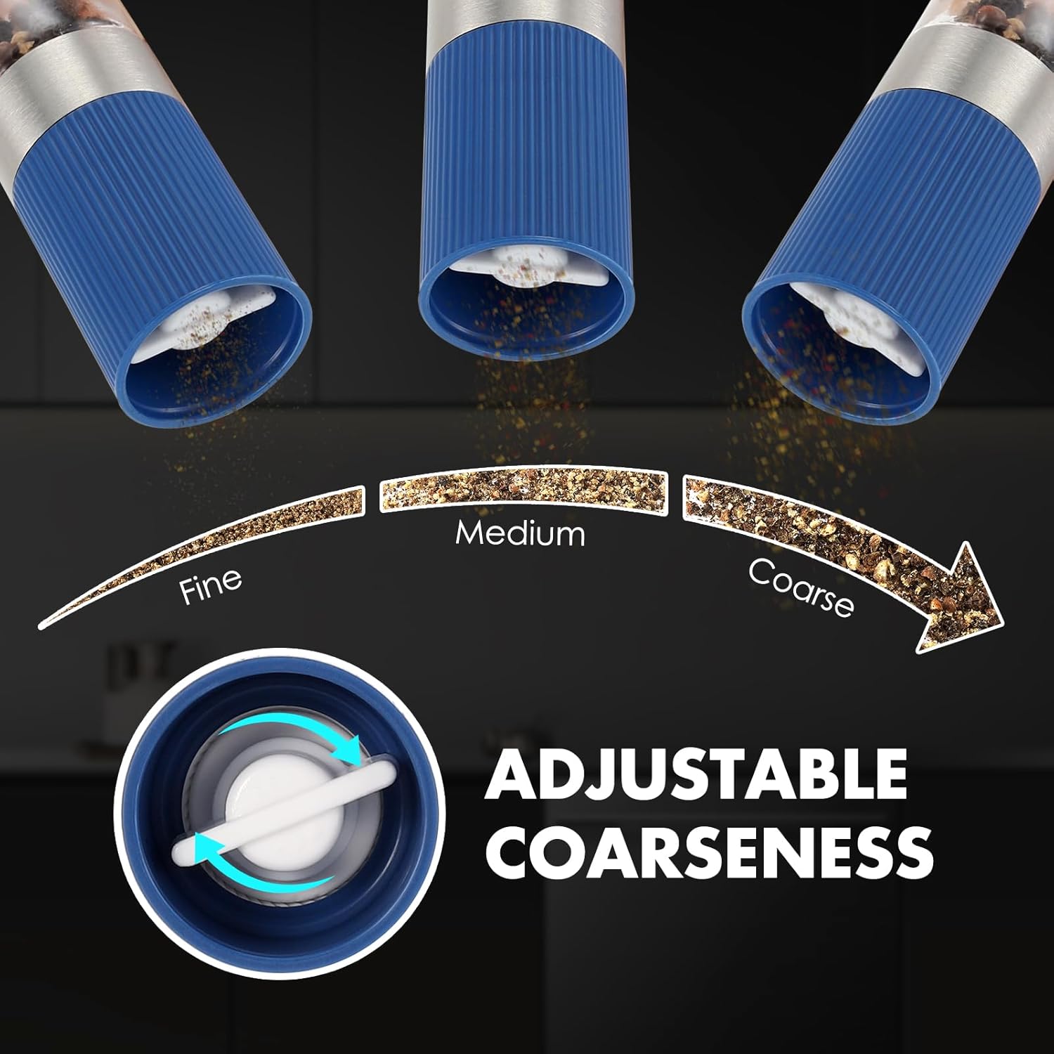 vzaahu Mini Salt Pepper Grinder Set with Bag and Funnel