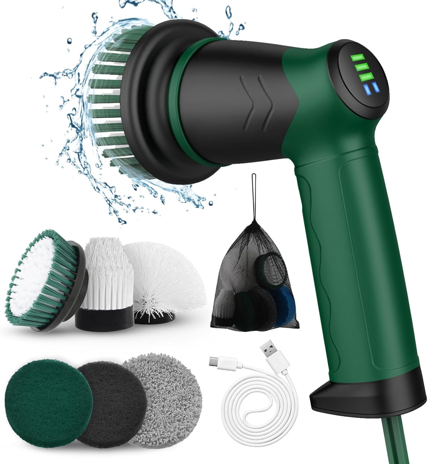KOOHORO Electric Cleaning Brush Set Dual Speed 7 Brush Heads