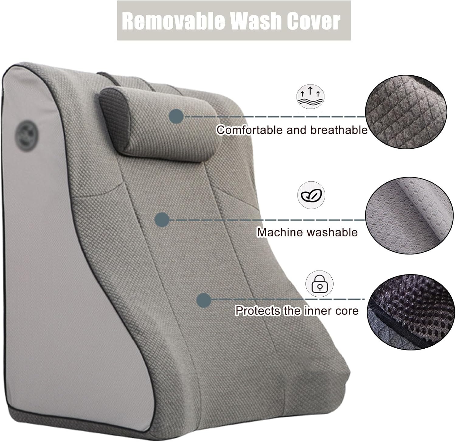 RENLXFI Breathable Incline Pillow for Acid Reflux and Back Support