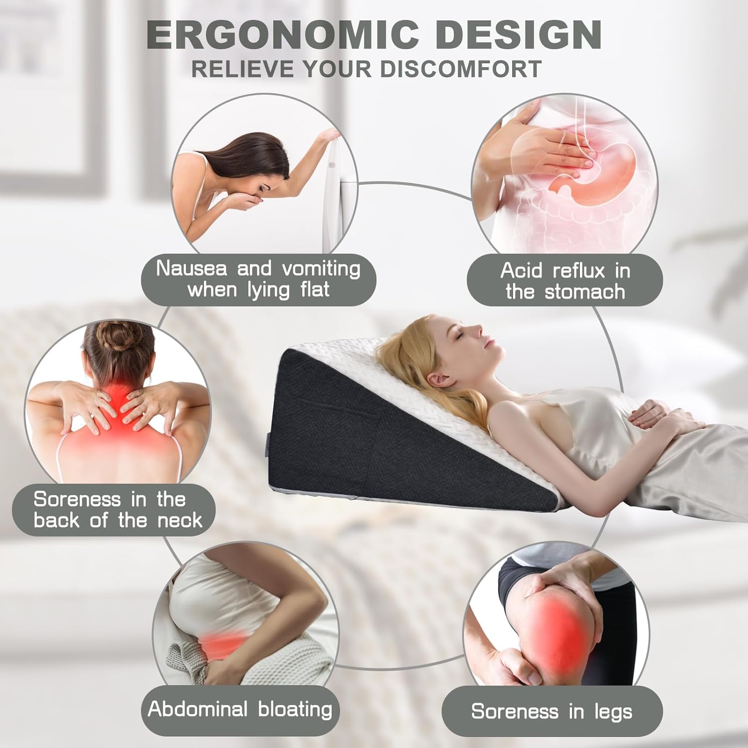 Cosmoluxe 12 Bed Wedge Pillow for Acid Reflux Relief