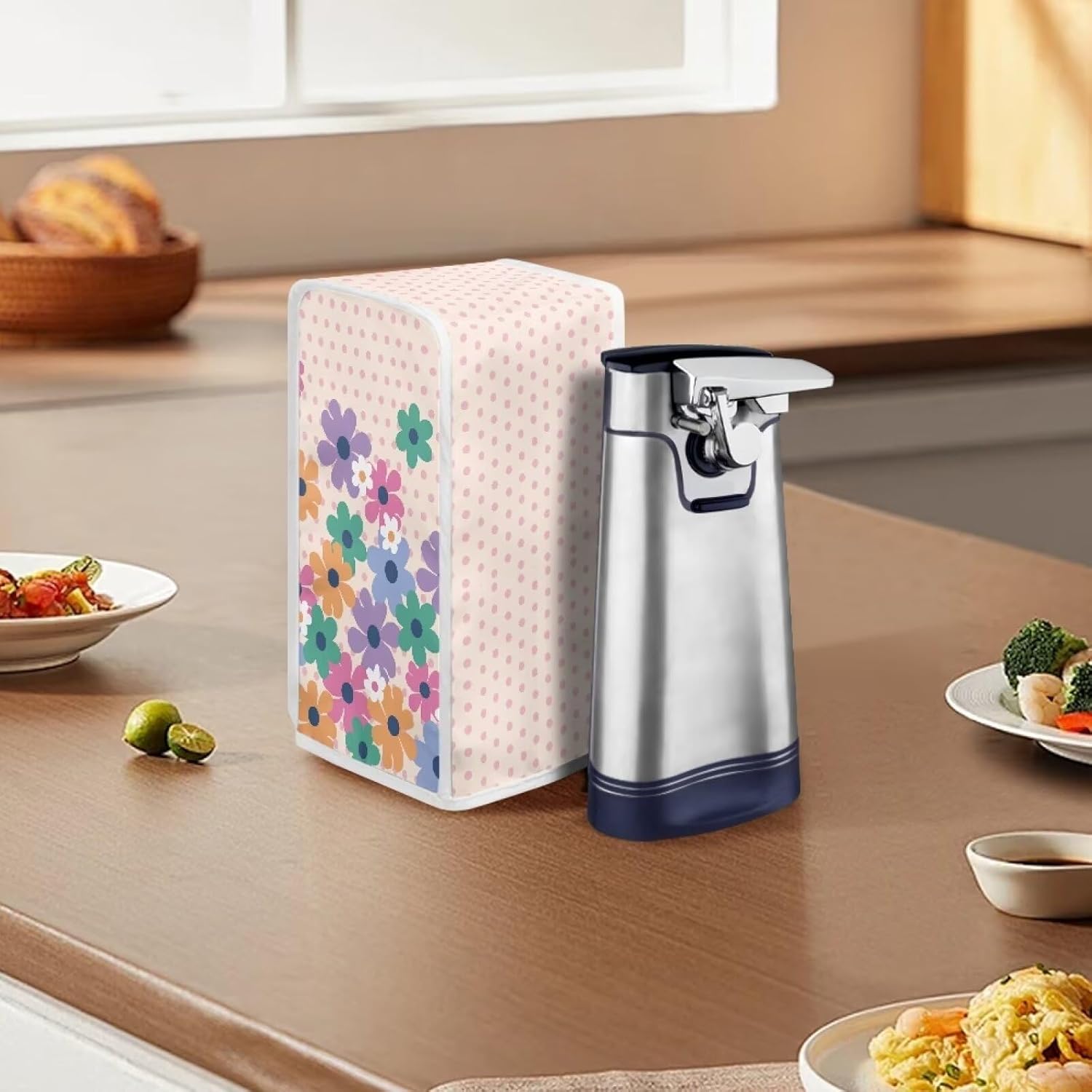 Floral Pattern Electric Can Opener Dust Cover