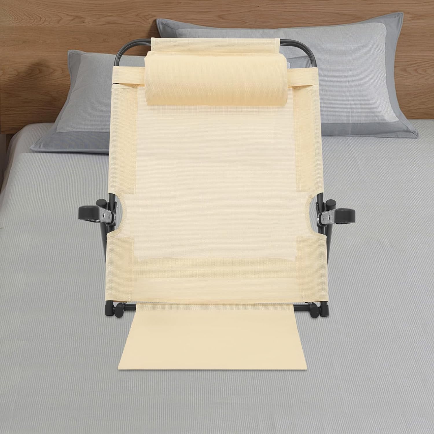 Eapmic Adjustable Lifting Bed Backrest with Armrest and Pillow