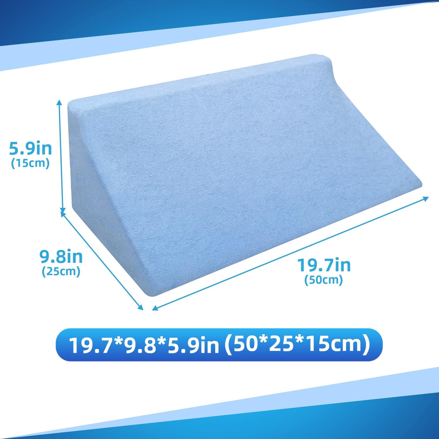 UniHygge Blue Wedge Pillow for Back Support and Side Sleeping