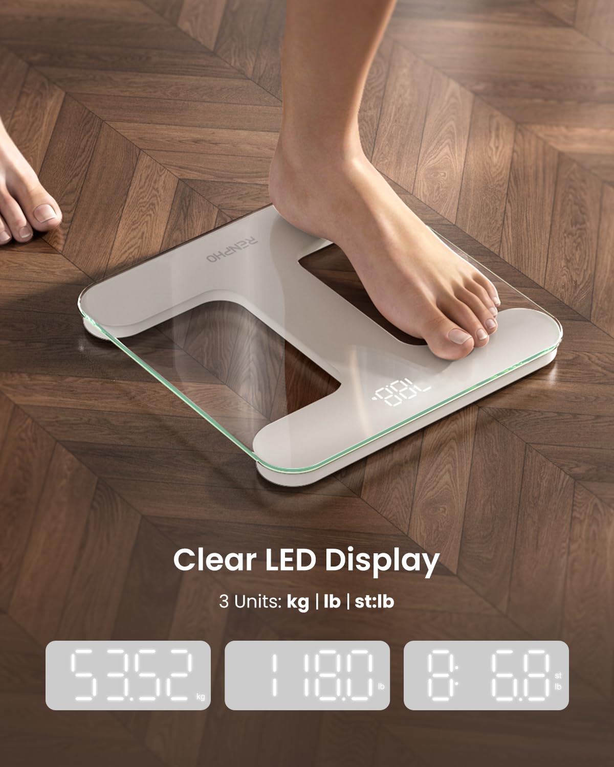 RENPHO Digital Bathroom Scale with Tempered Glass and Smart App Compatibility