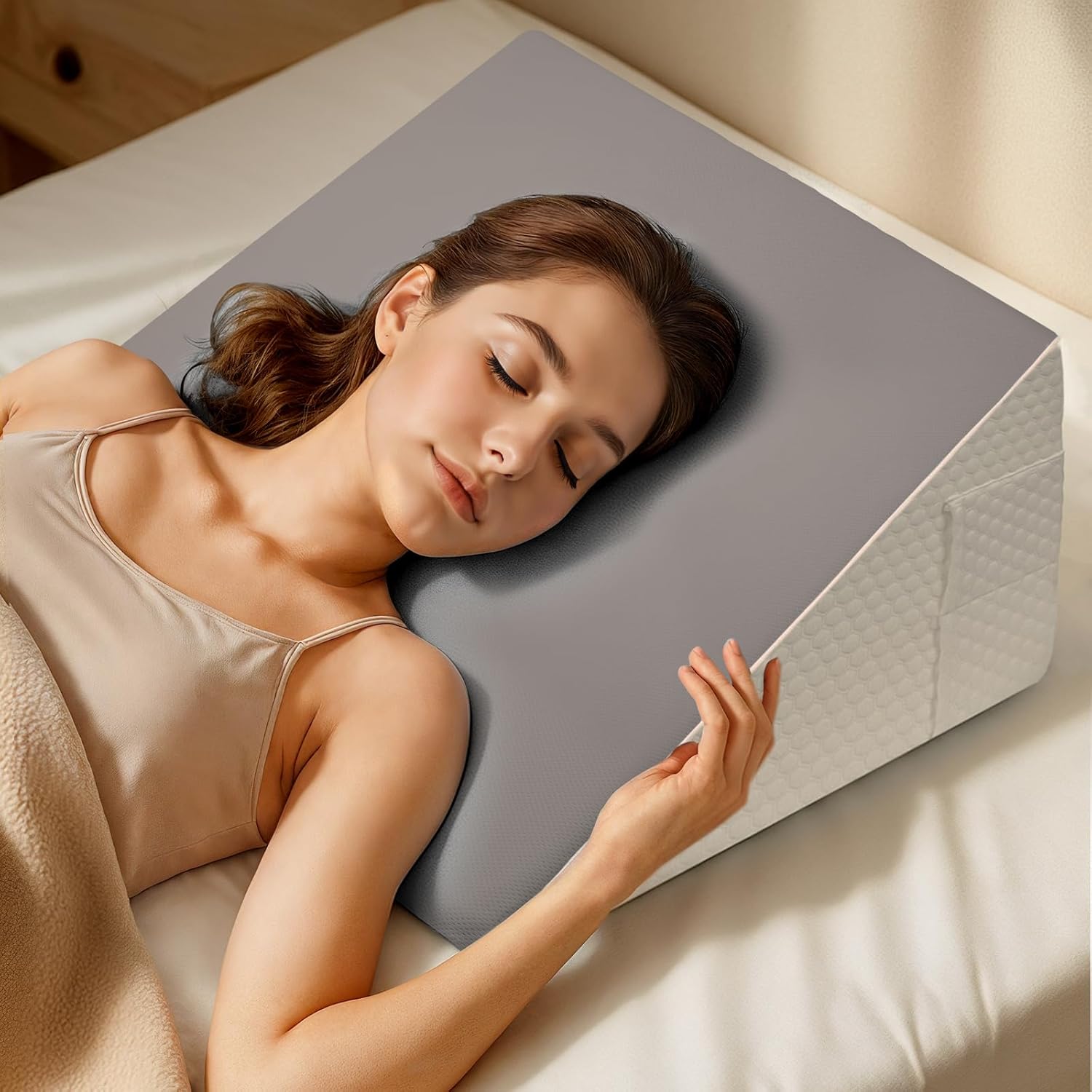 DeerFable 12 Dual Sided Cooling Memory Foam Wedge Pillow