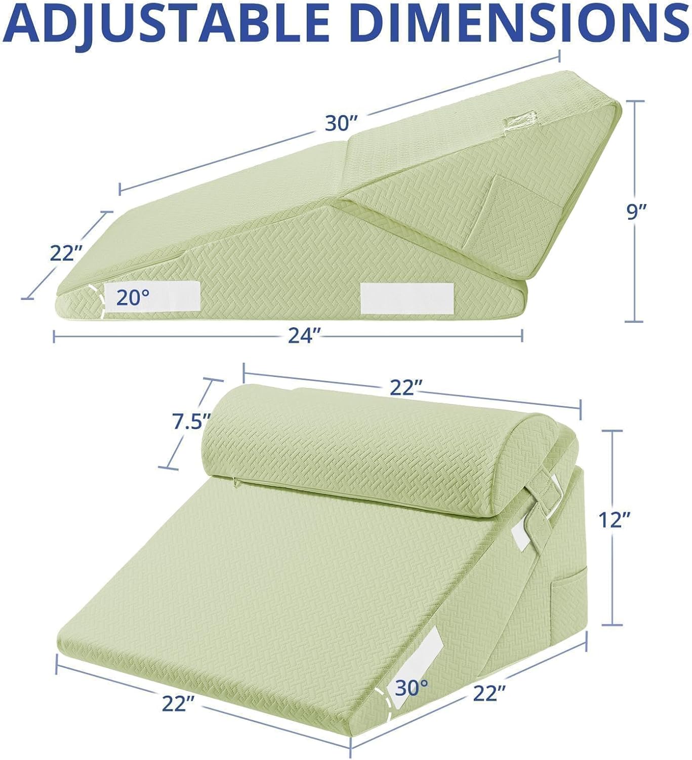 Sasttie Adjustable Wedge Pillow Set for Post Surgery and Acid Reflux