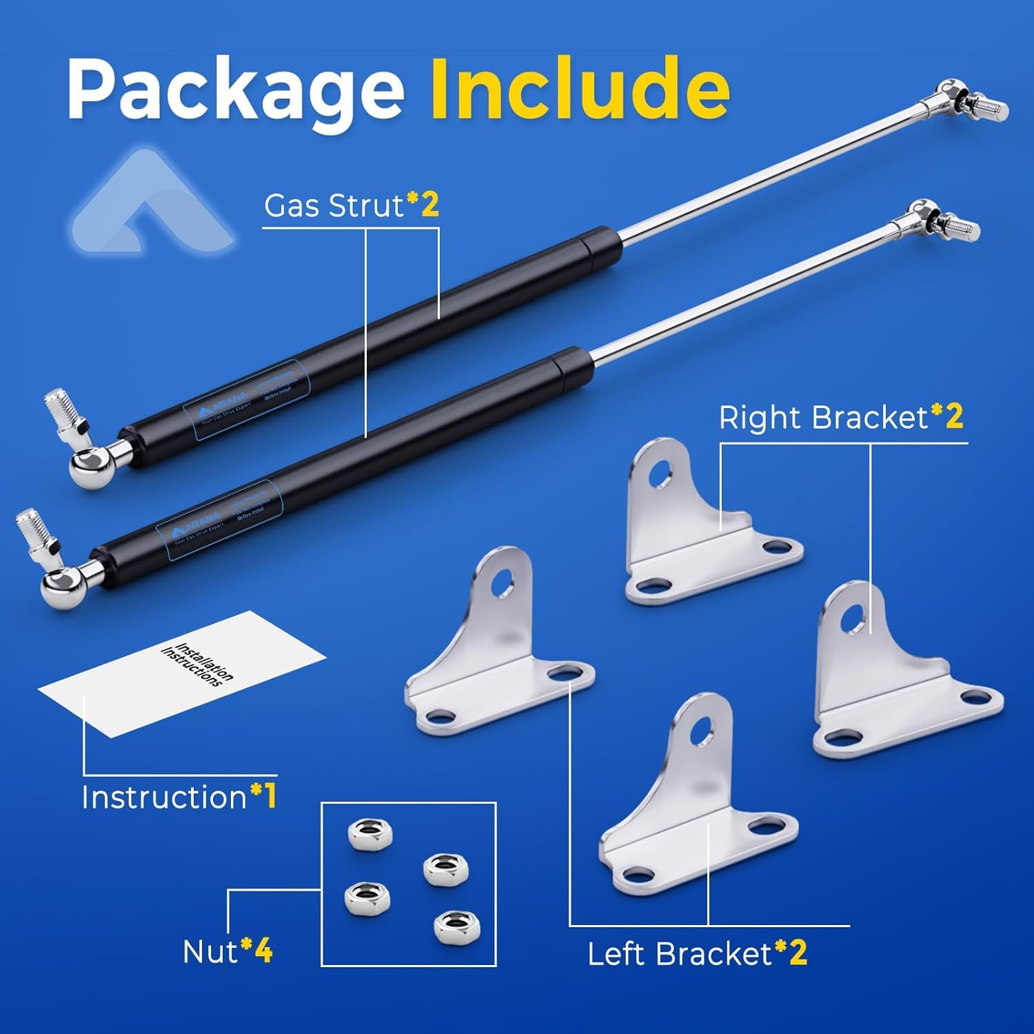 ARANA 15 Inch Lift Support Struts Gas Spring Shocks 67 LB