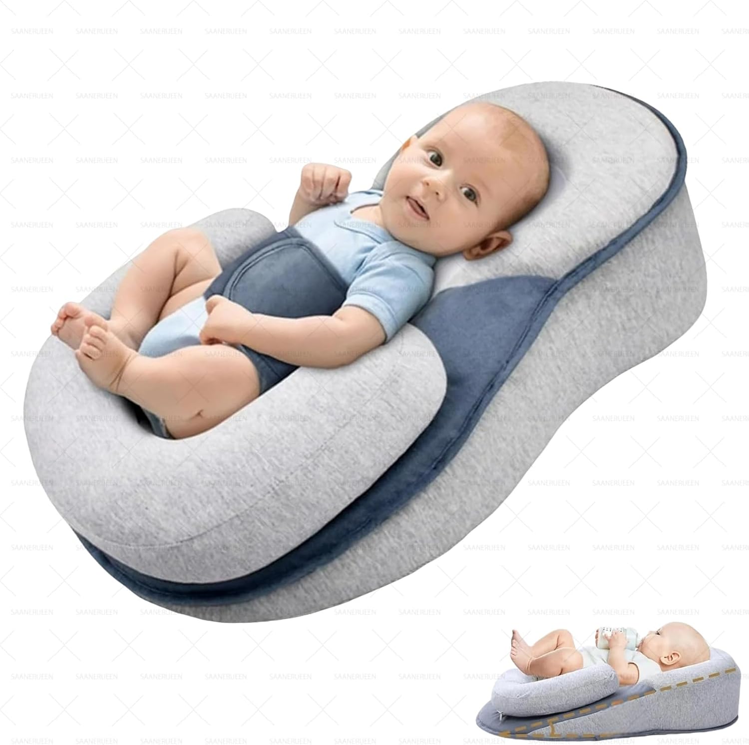 Saanerueen Baby Wedge Pillow for Newborn Grey