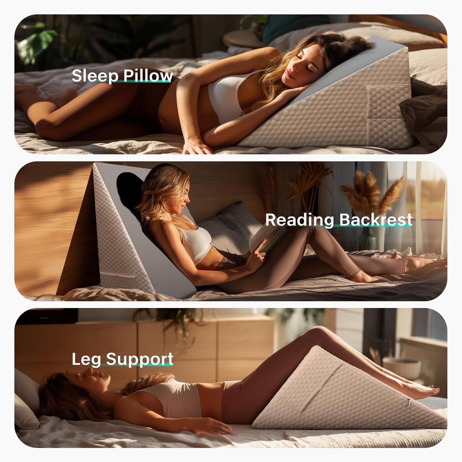 DeerFable 12 Dual Sided Cooling Memory Foam Wedge Pillow