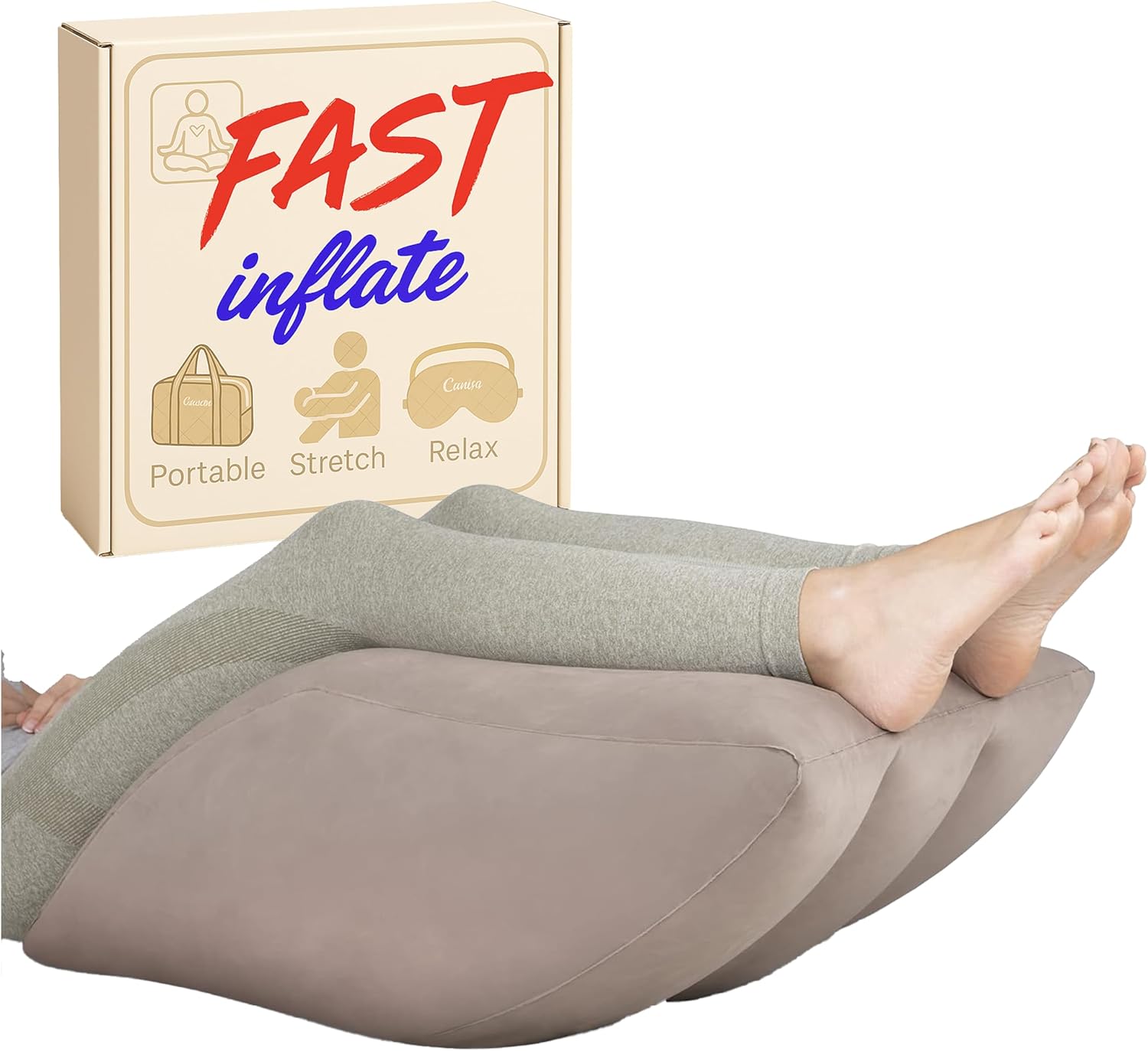 Aestoria Inflatable Leg Elevation Pillow - Portable Wedge with Storage Bag