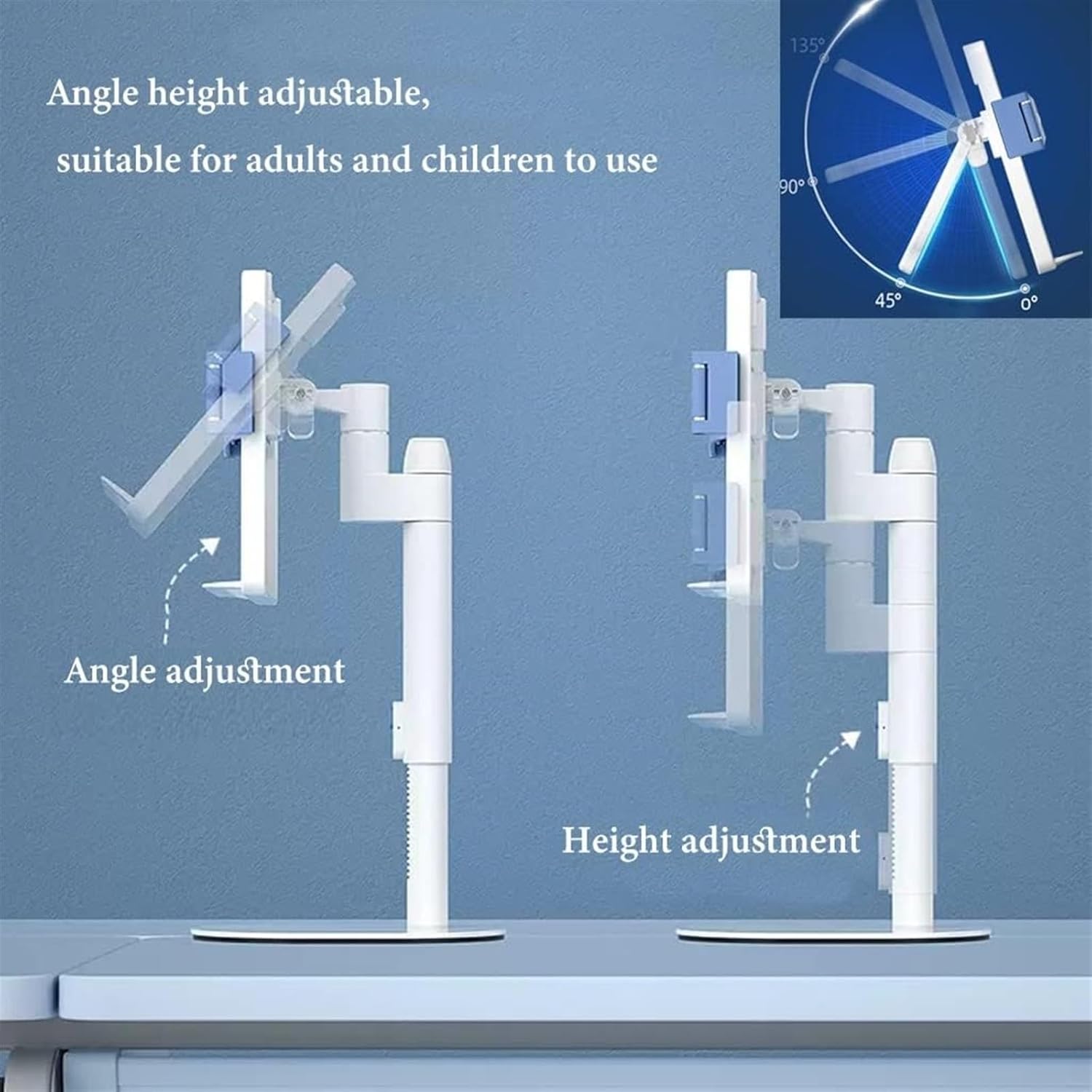 Adjustable Book Stand with Page Clips for Reading and Cooking