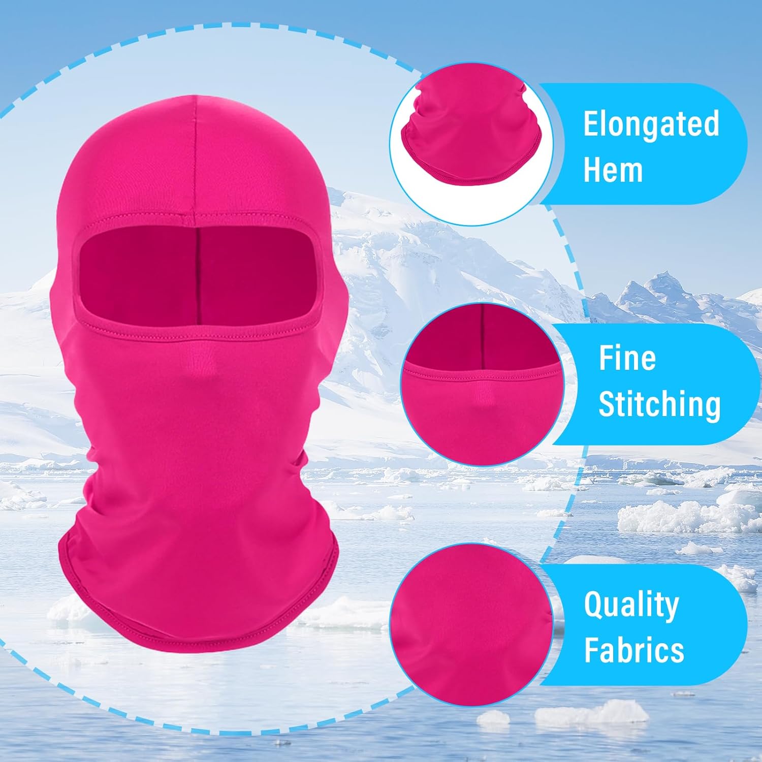 Kewucn Balaclava Ski Mask UV Protection for Men Women Rose Red
