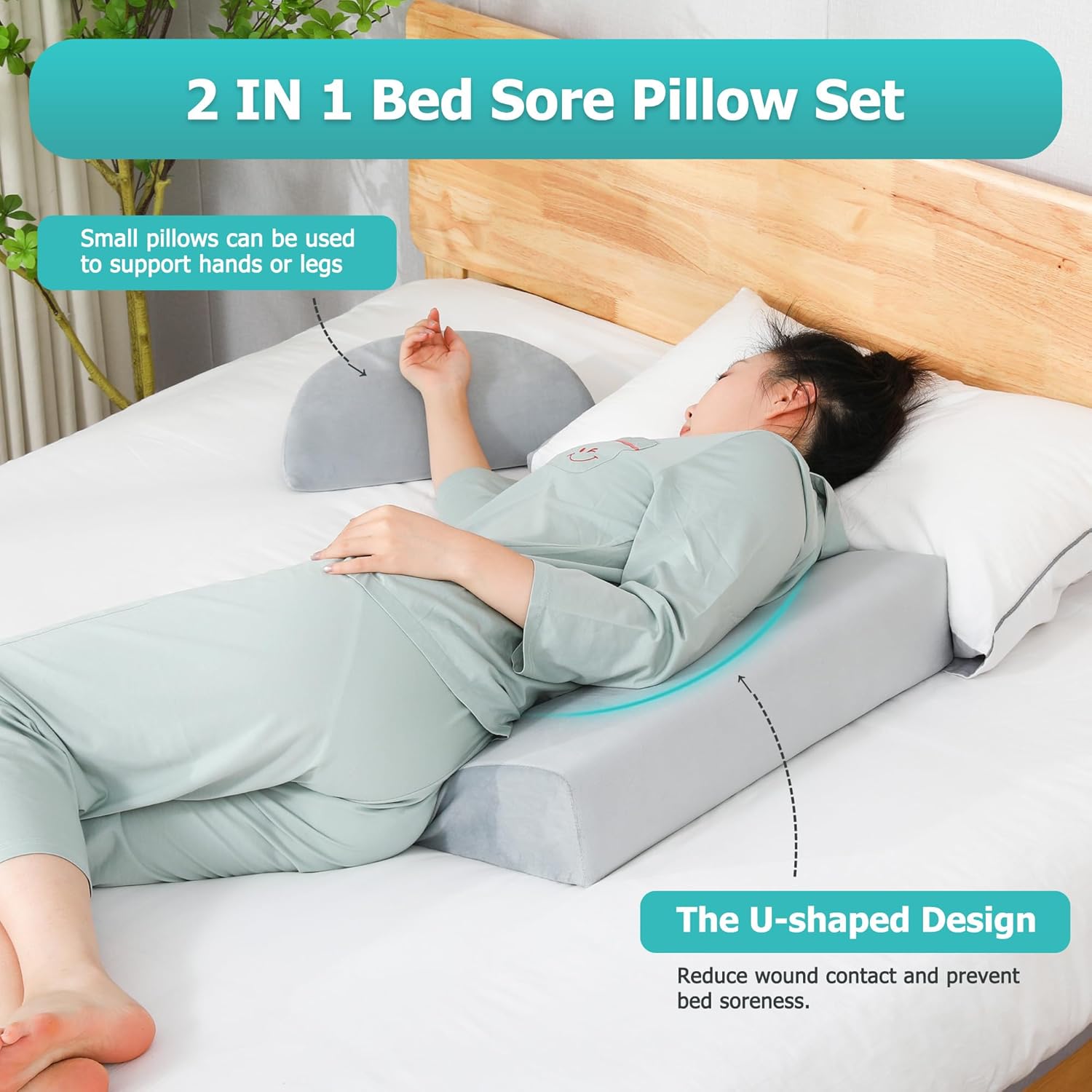 JFNoraiva 2IN1 Wedge Pillow for Back Pain Sleep Support