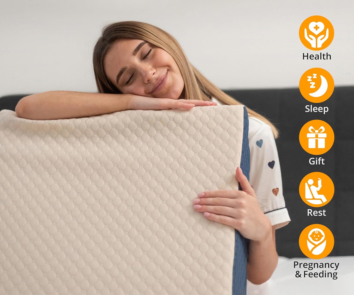 Isadem Bed Wedge Pillow - 45 Degree Incline Cushion