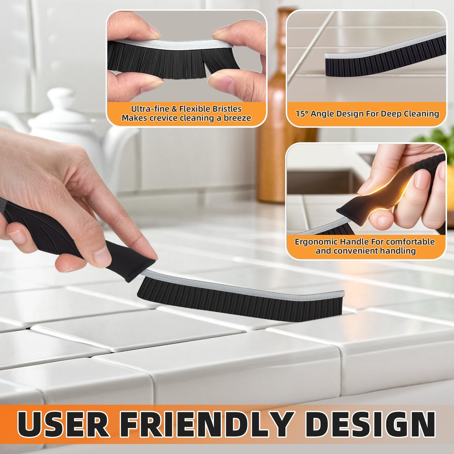 KMOSENIA 5-Piece Hard Bristle Crevice Cleaning Brush Set