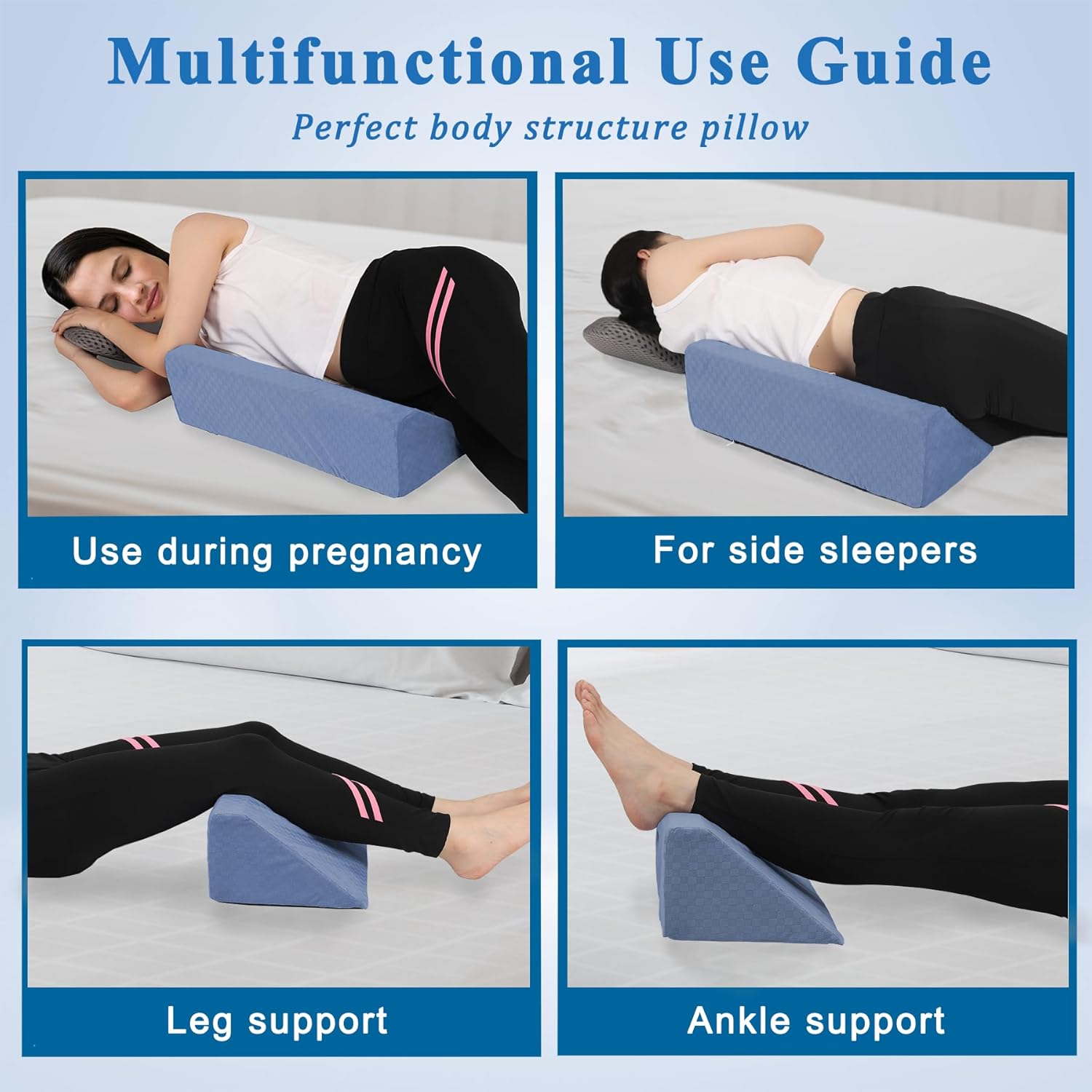 Jacobable Bed Wedge Pillow for Side Sleepers and Pregnant Women