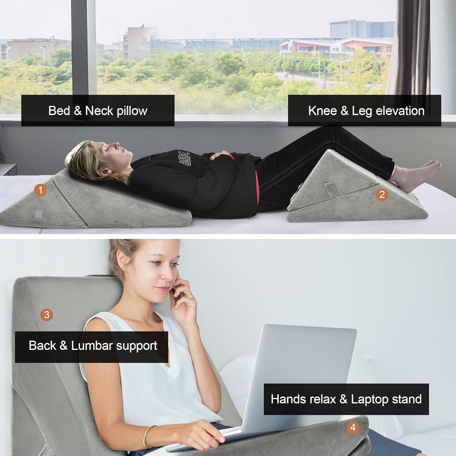 GORELAX Bed Wedge Pillow 7 in 1 Multifunctional Incline Cushion