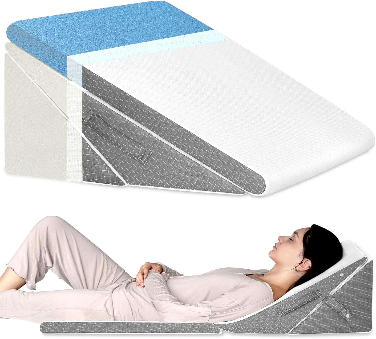 KingPavonini Memory Foam Wedge Pillow - 75 9 11 12 Inch Adjustable