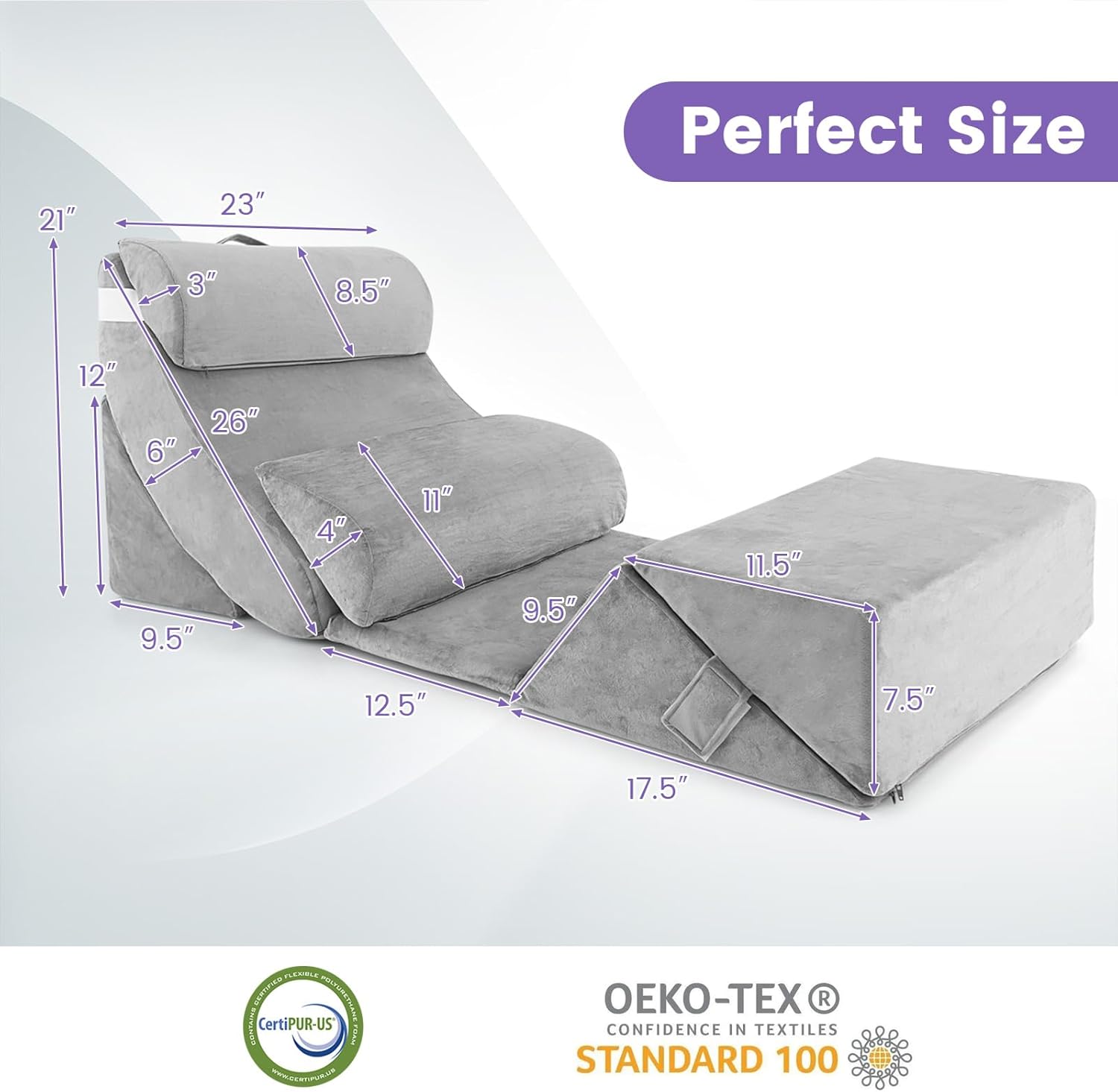 KOMFOTT 7 PCS Orthopedic Wedge Pillow Set