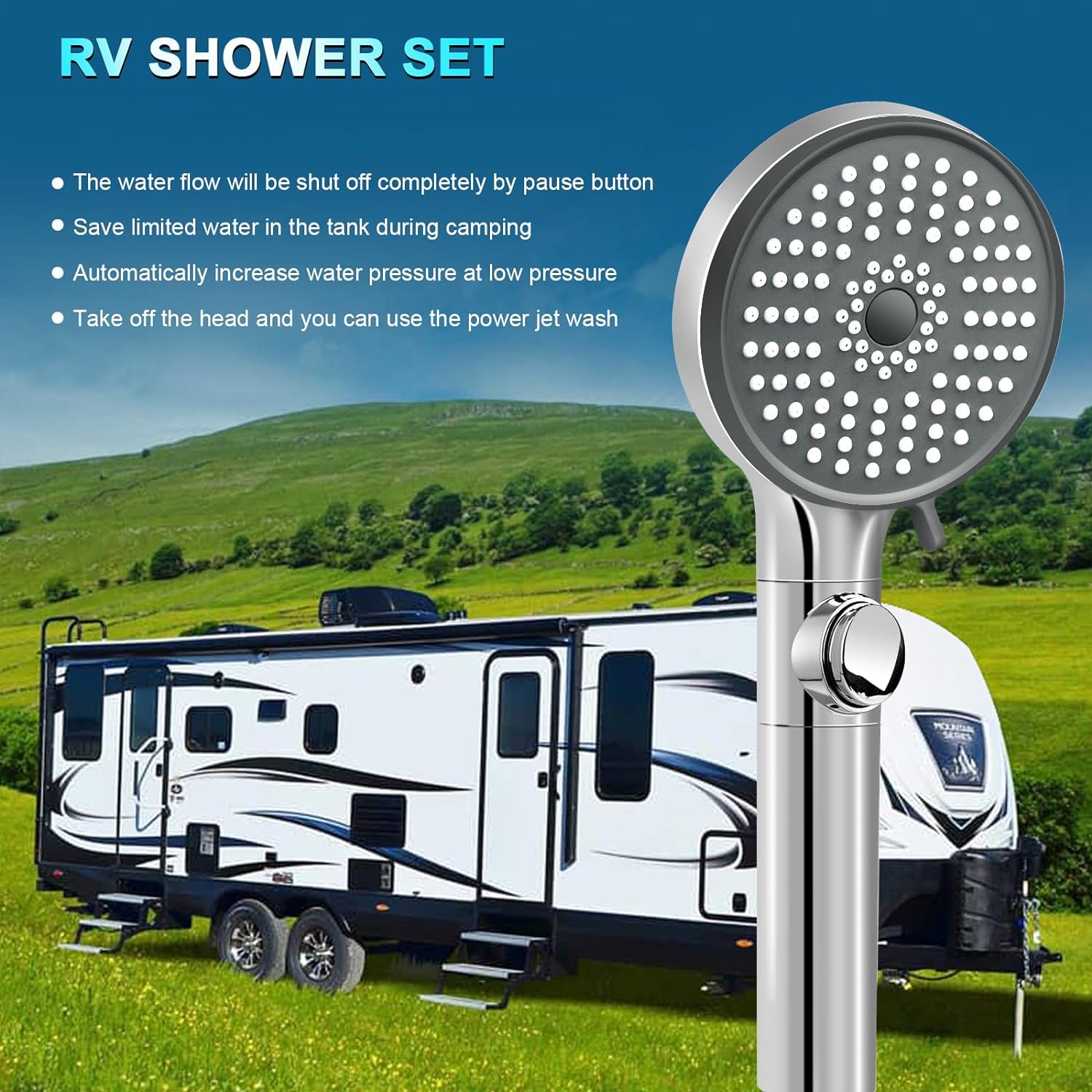 FOCSPROD 5 Mode RV Shower Head with Hose and On-Off Switch