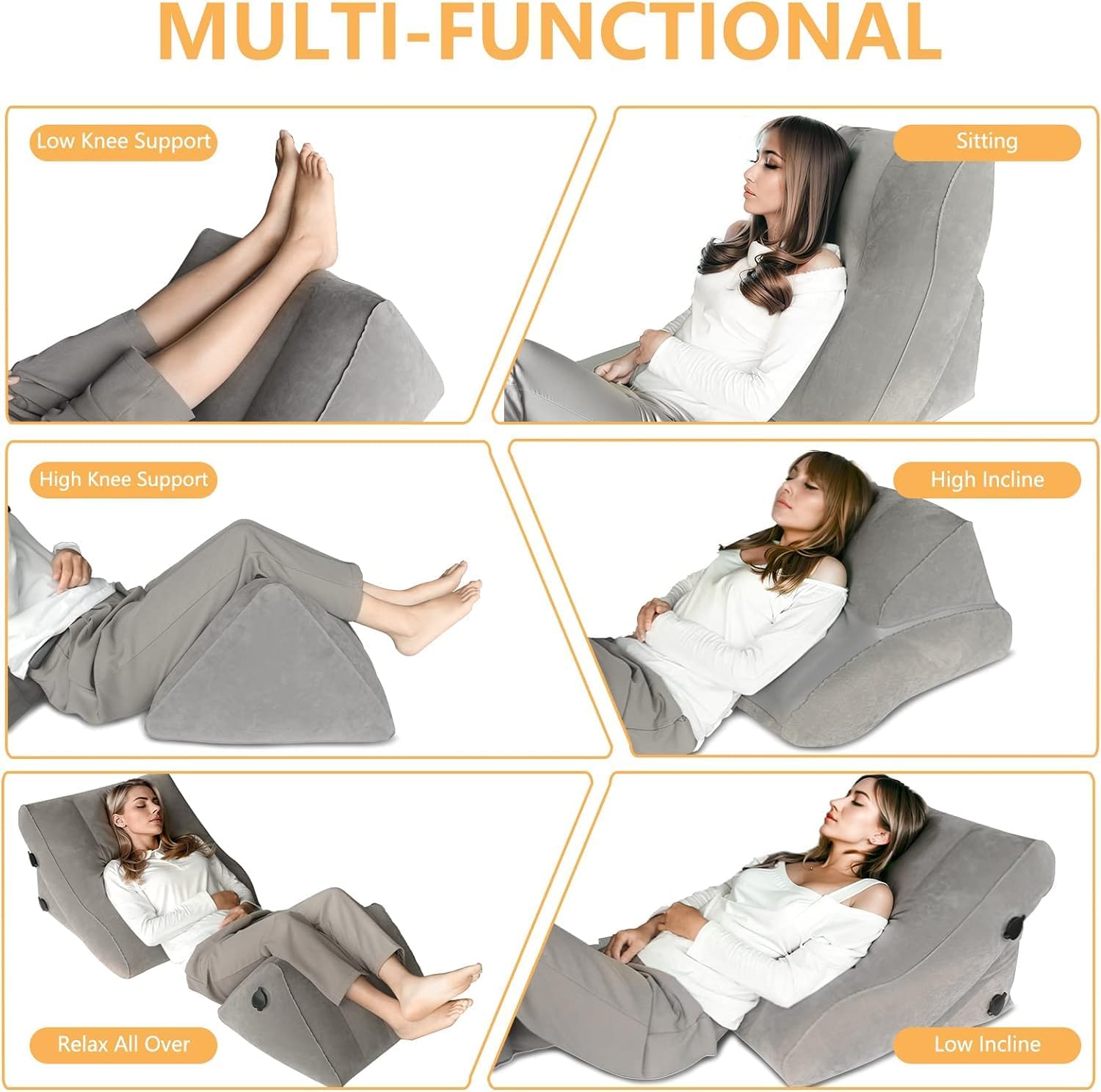 EKEPE Inflatable Wedge Pillow Set for Sleep and Travel