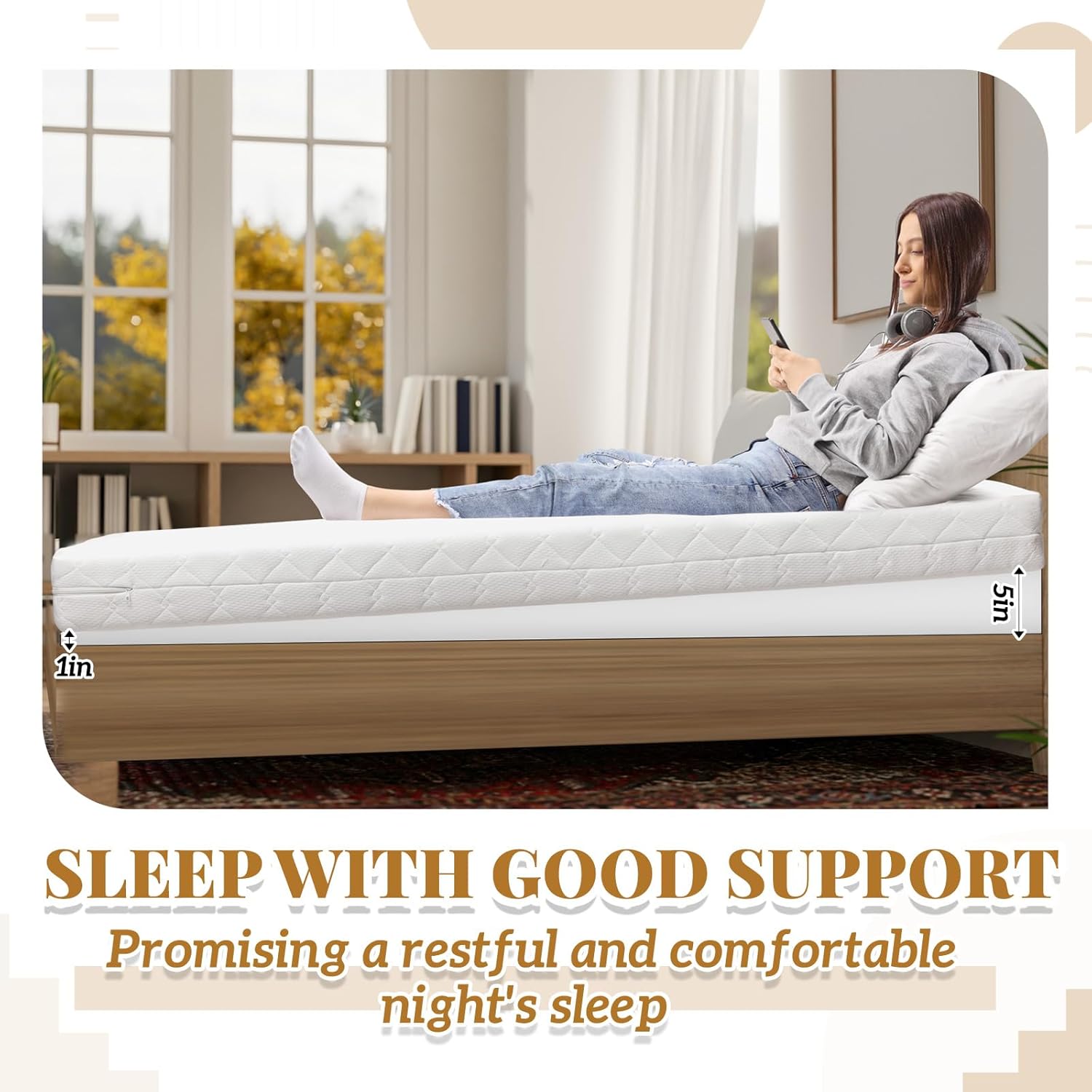 Cinnvoice Mattress Wedge 5 Inch King Incline for Back Pain