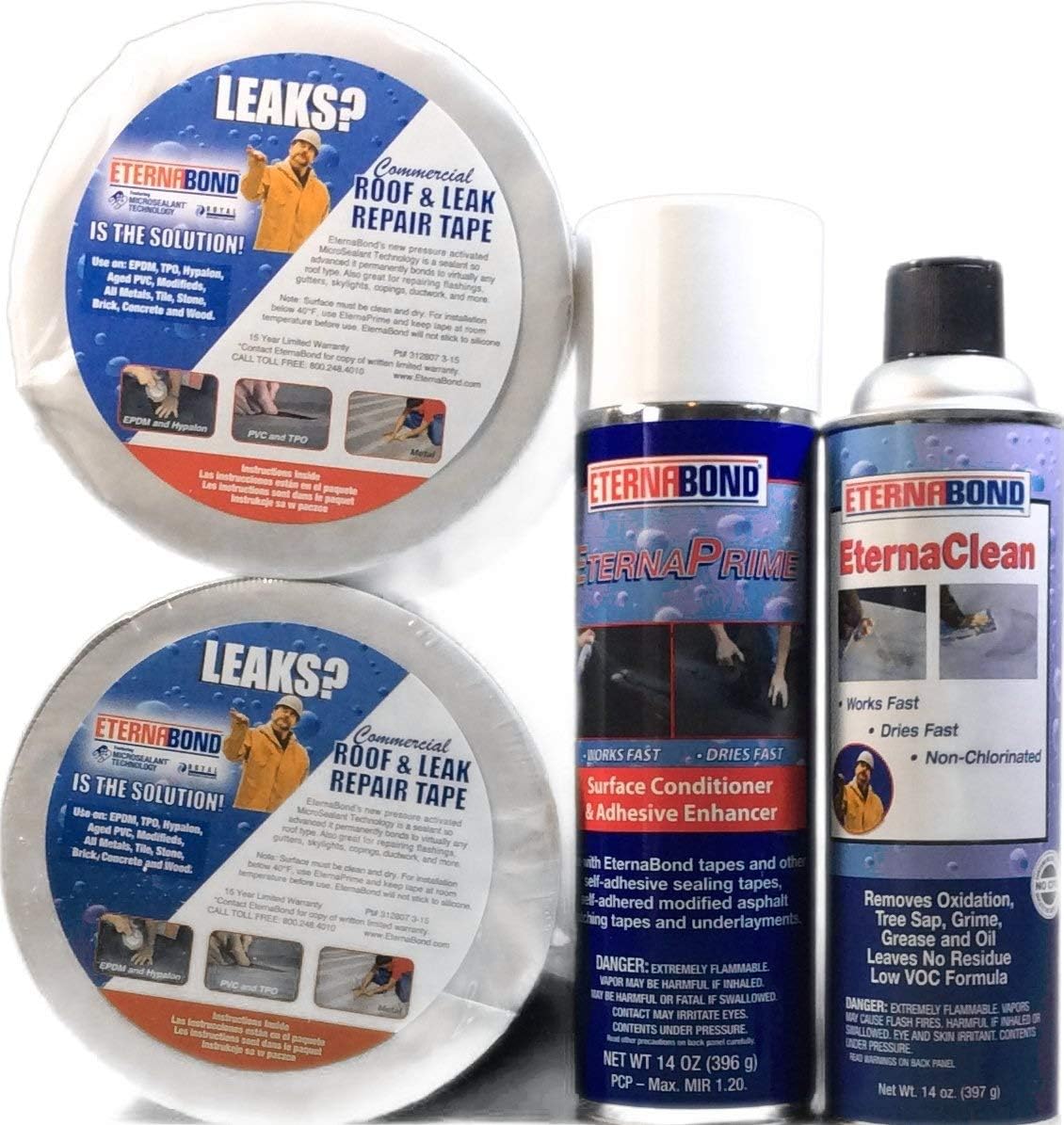EternaBond Roof Repair Kit with Tape Cleaner and Primer