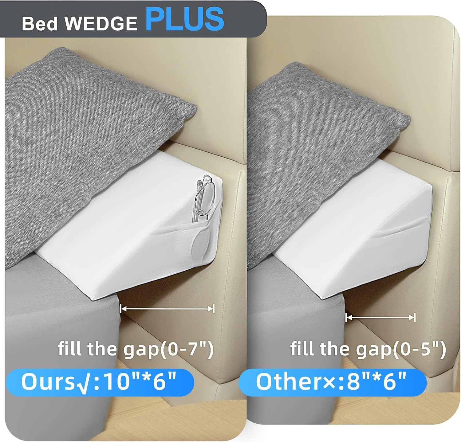 Talcusble King Size Bed Wedge Pillow White