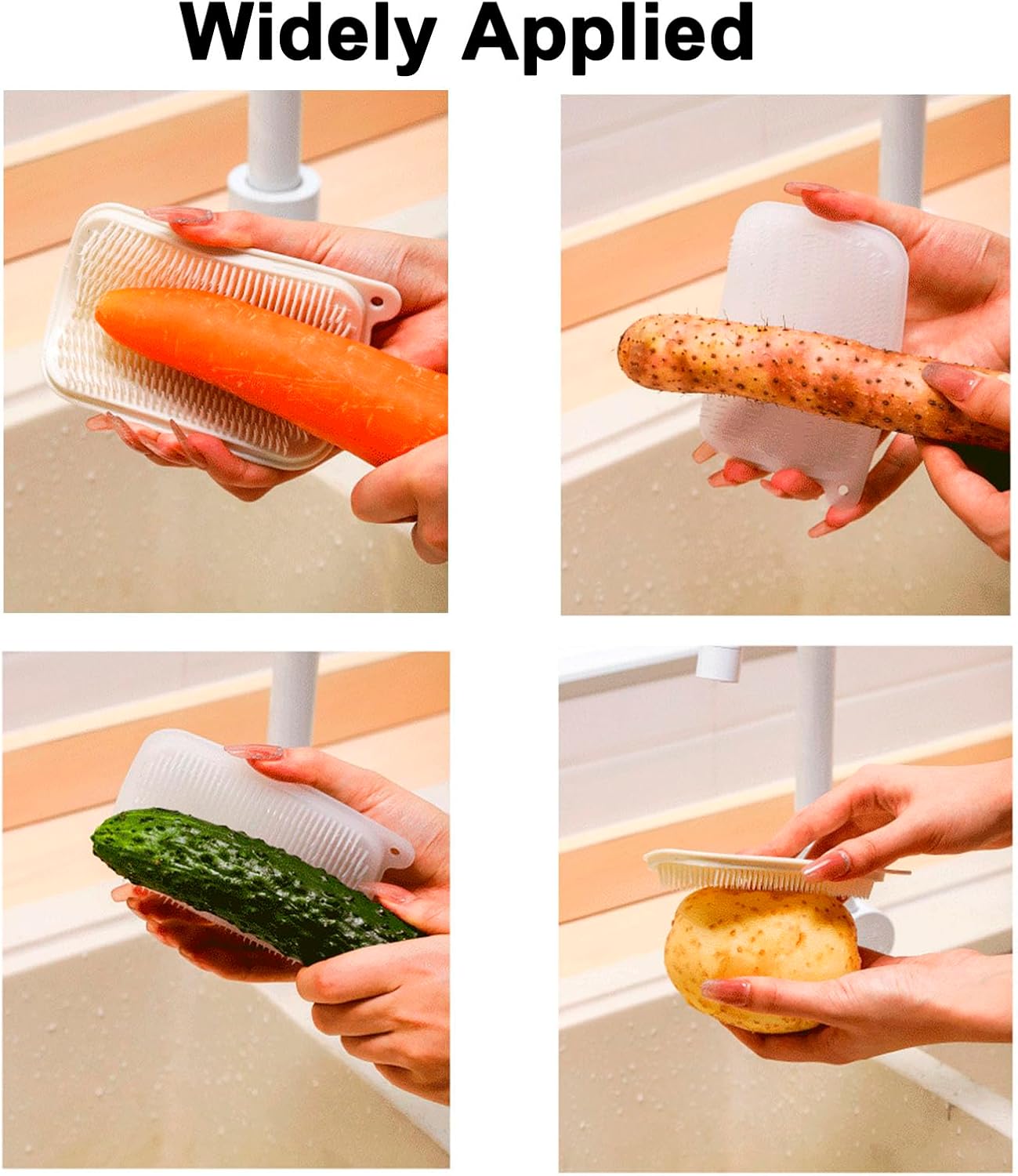 HAGBOU 2 PCS Soft Vegetable Scrubber Brush for Potatoes Carrots and Cucumbers
