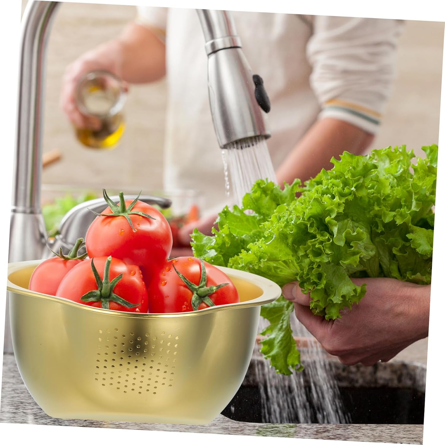 Luxshiny Stainless Steel Colander with Drain Basket