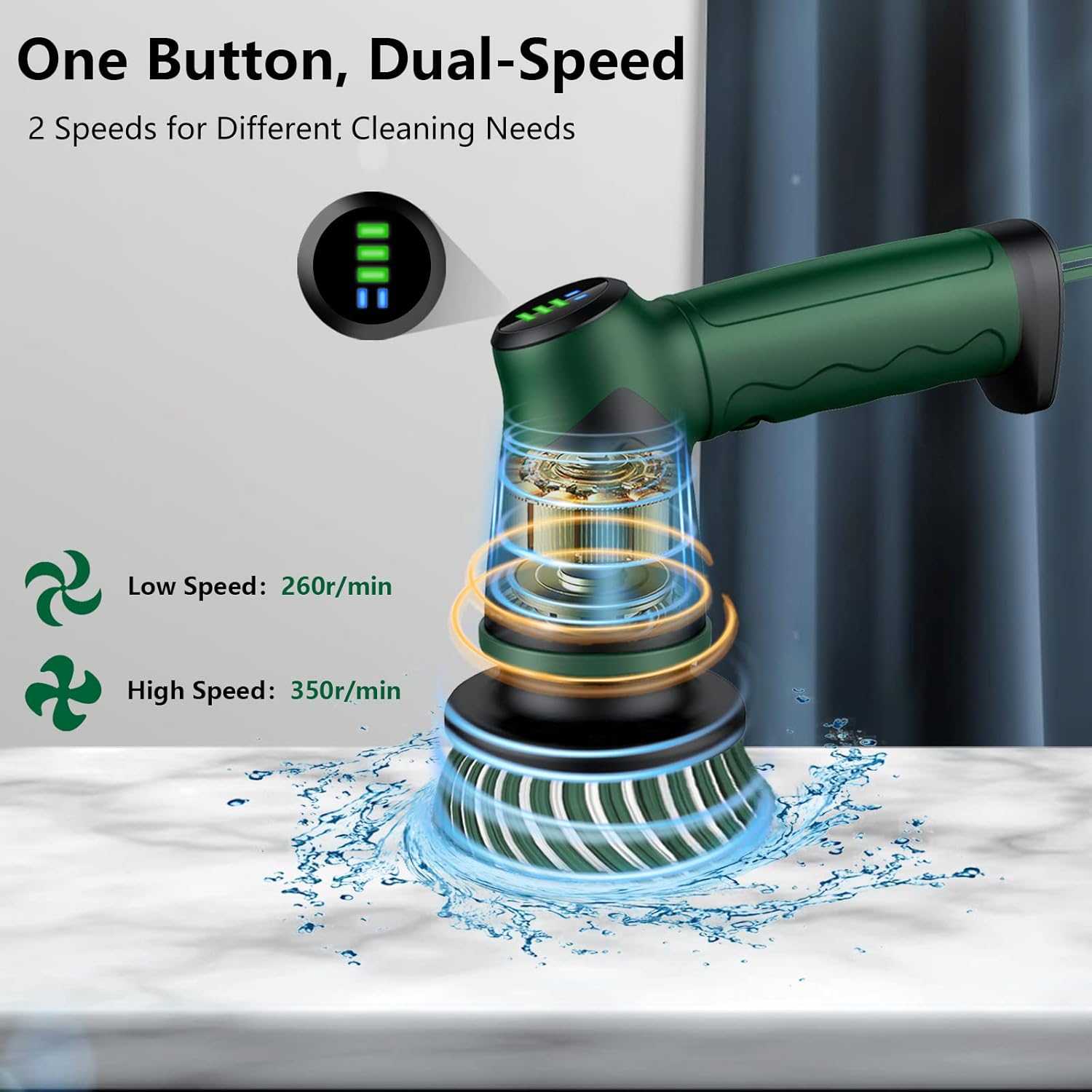 KOOHORO Electric Cleaning Brush Set Dual Speed 7 Brush Heads