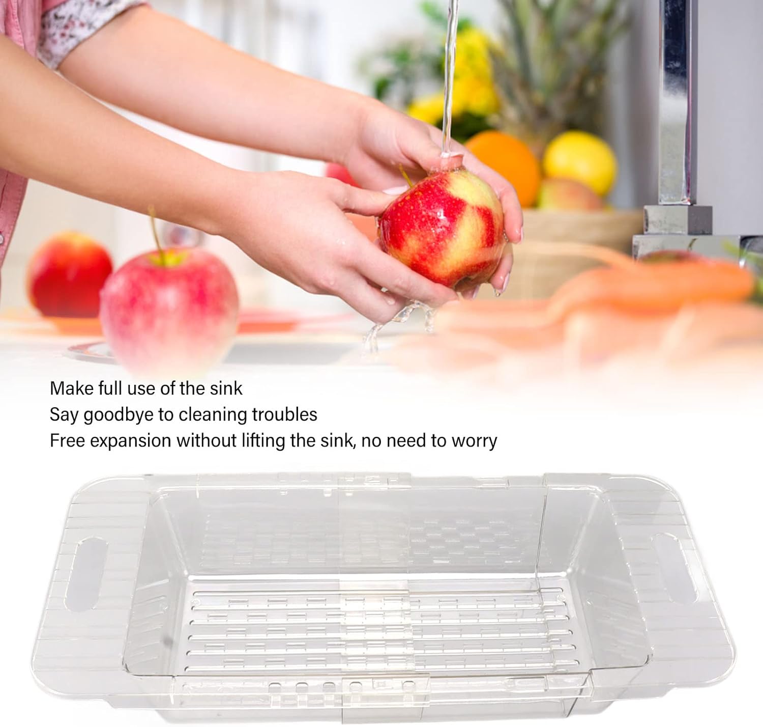 Cyrank Extendable Colander with Dual Handles and Foldable Design