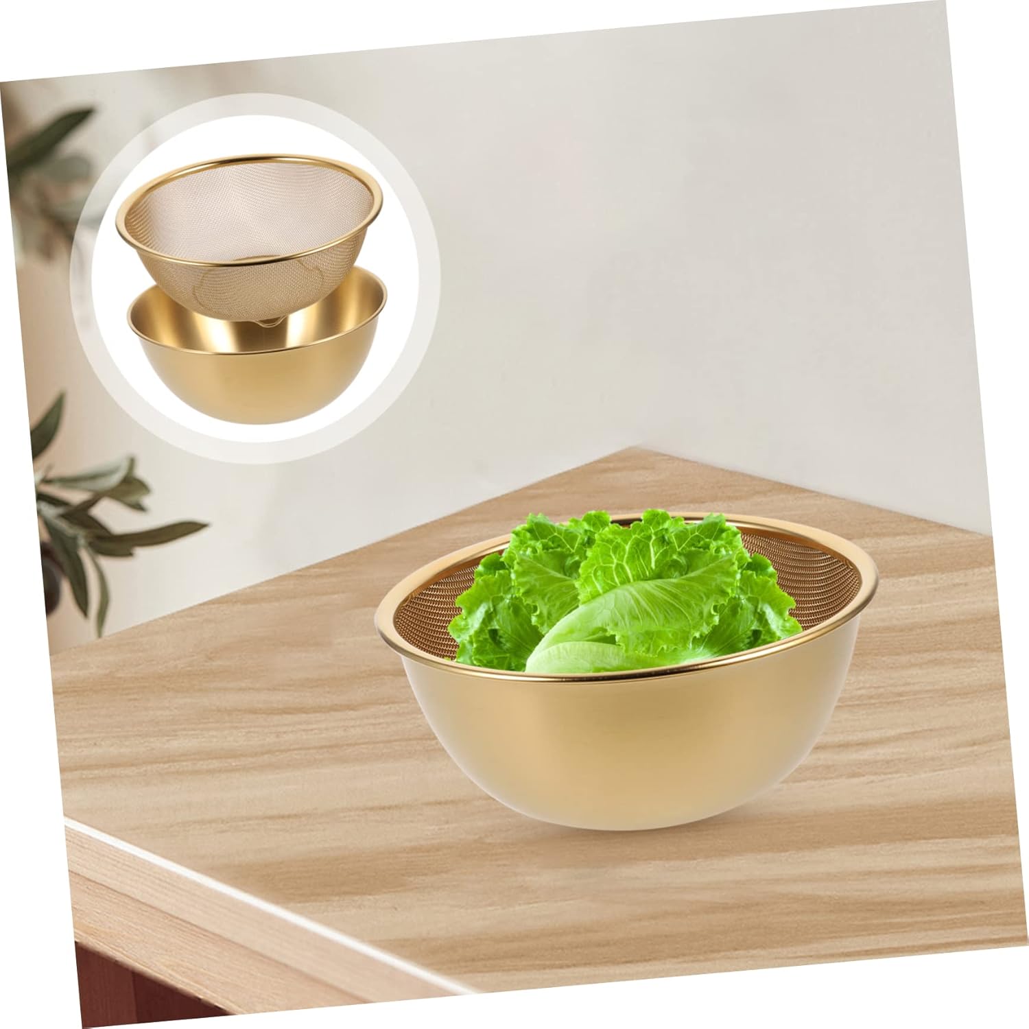 Hoement 1 Set Stainless Steel Drain Basket Colander