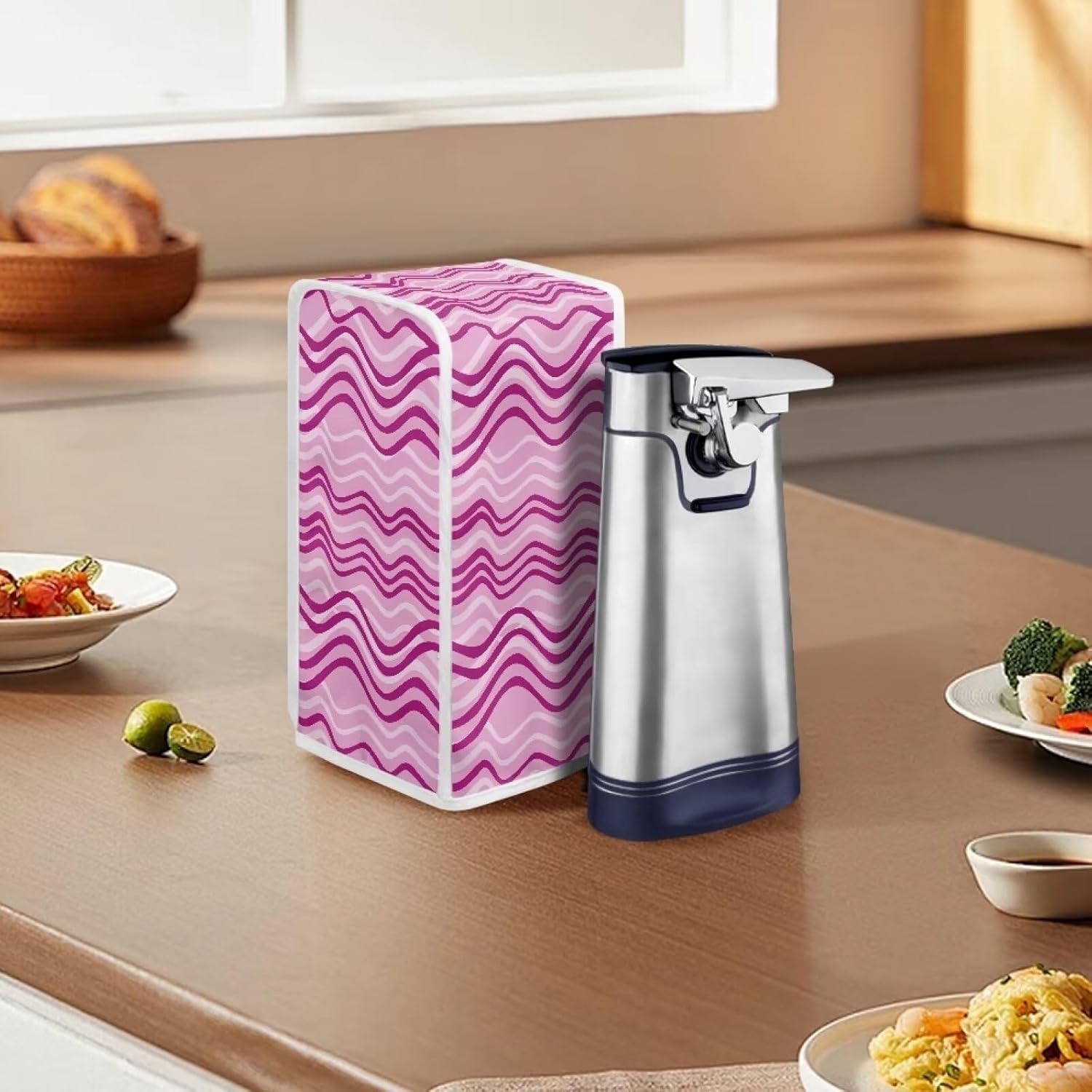 Pink Stripe Electric Can Opener Dust Cover 1
