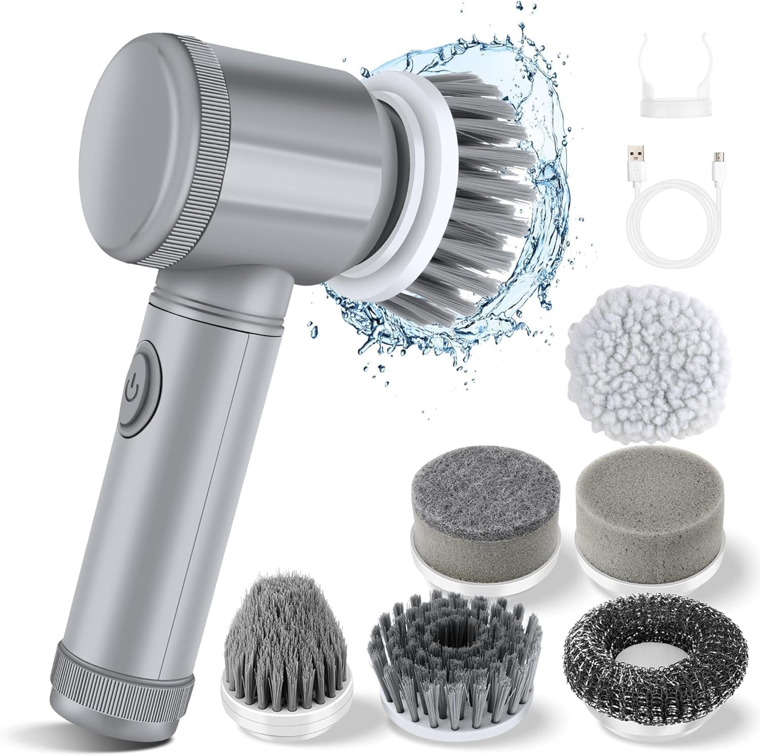 6in1 Electric Spin Scrubber with 6 Brush Heads 1